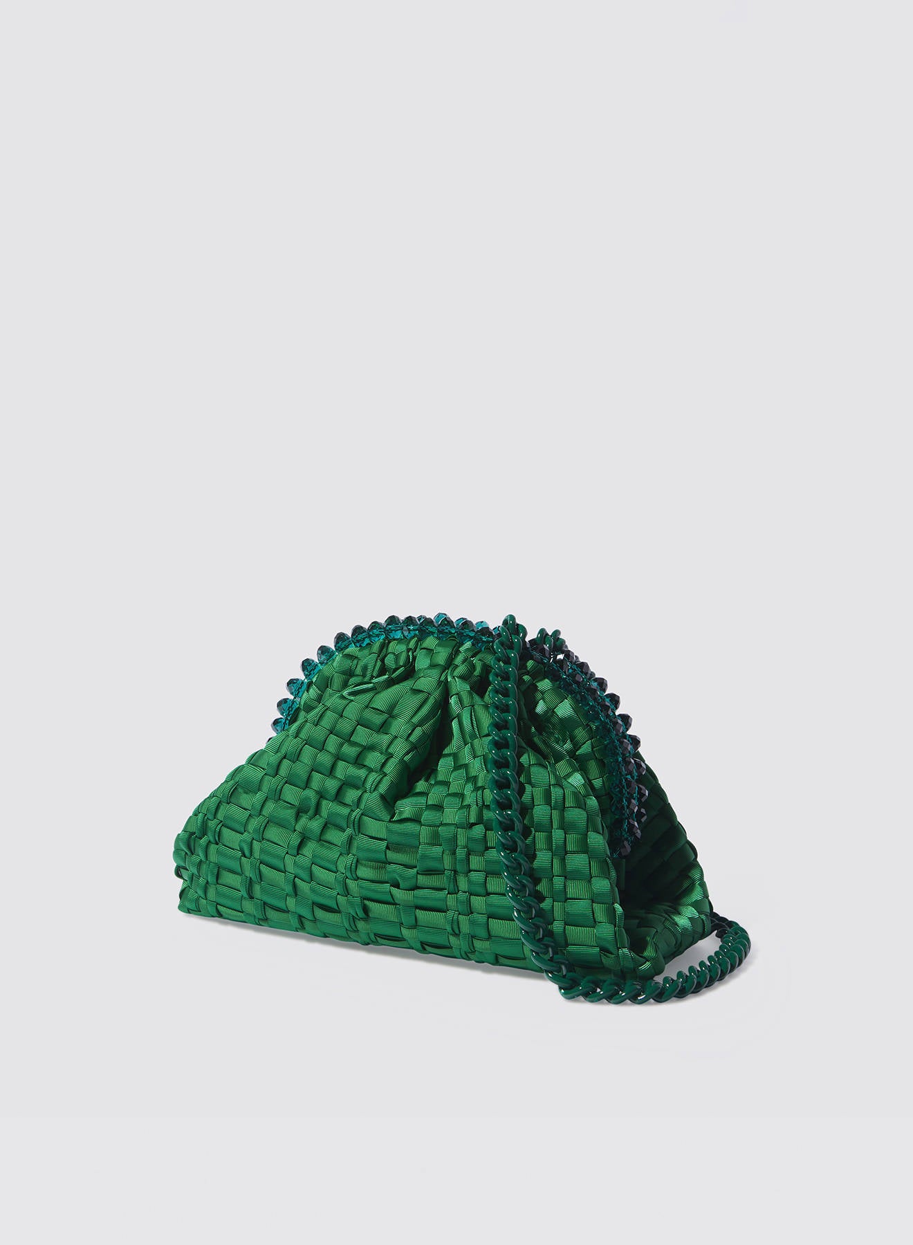Maria la Rosa Crown Mini Bag Clutch Dunkelbraun geflochten