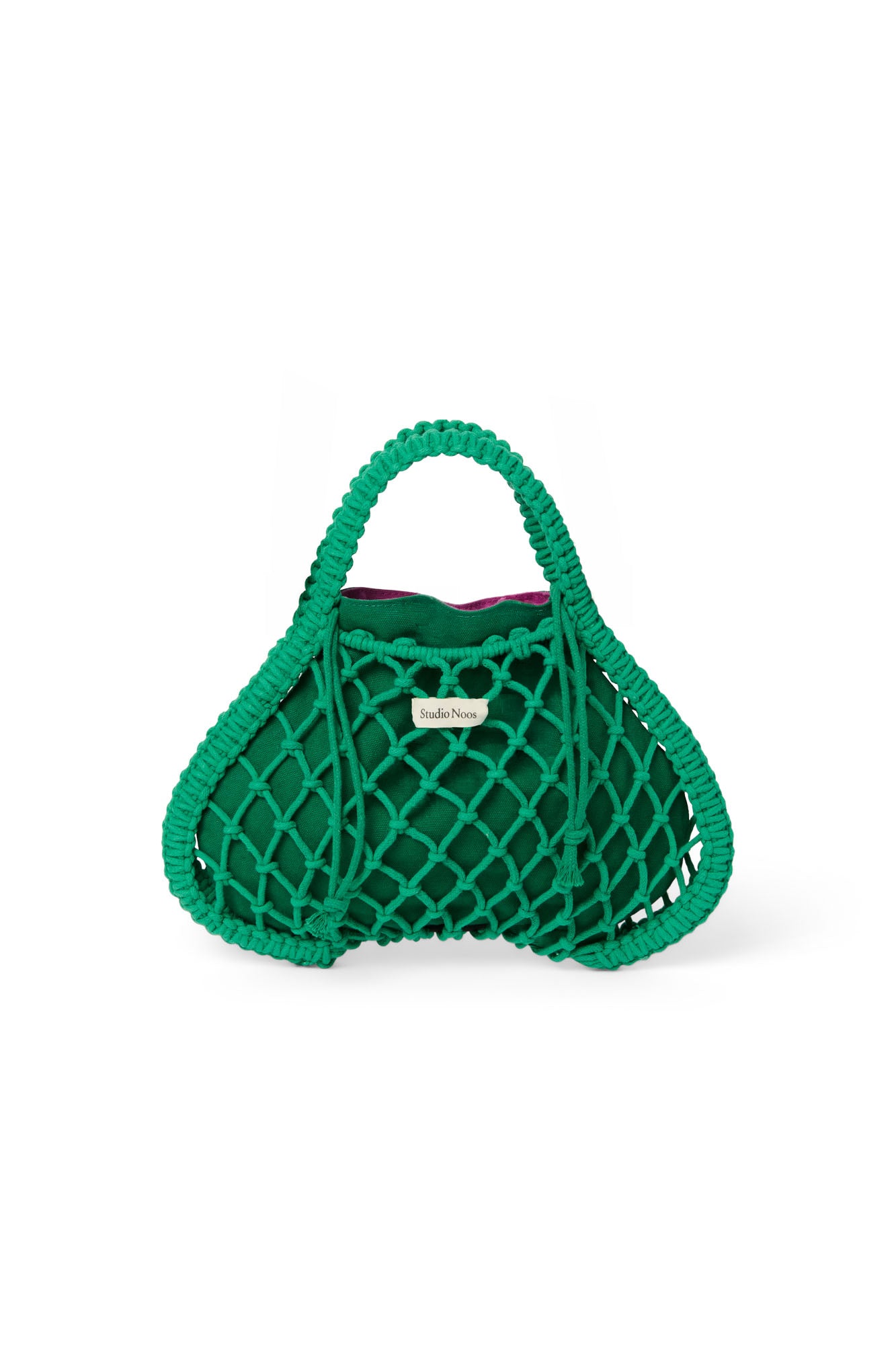 Studio Noos Makramee Mini Handtasche Grün Wende-Inlay