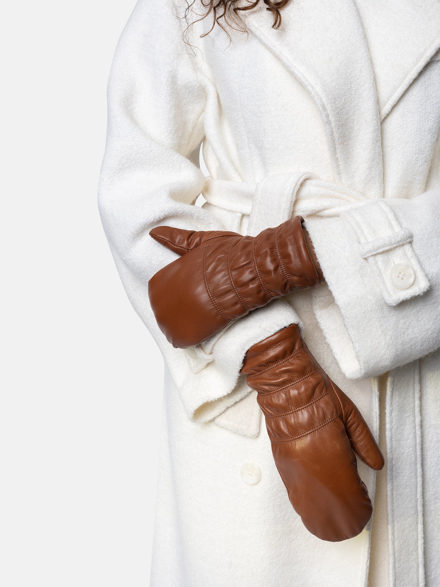 RE:DESIGNED Kara Mitten Fäustlinge Cognac Fleece