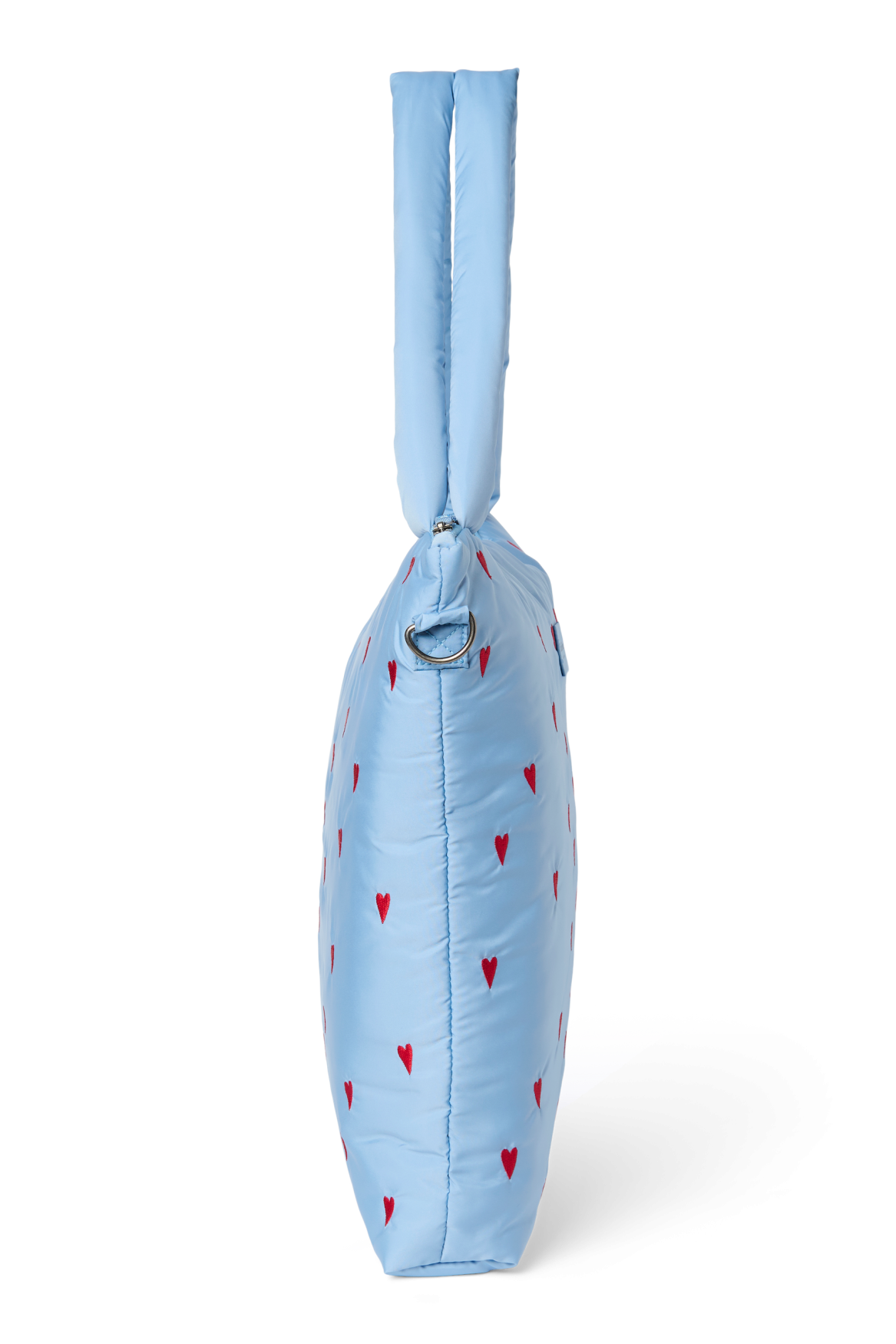 Studio Noos Puffy Wickeltasche Hellblau Herzen gesteppt