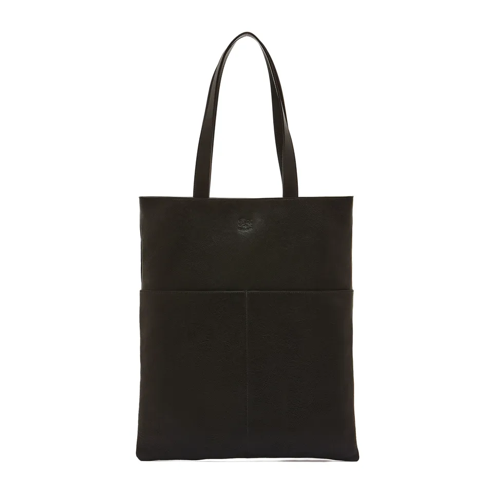 Il Bisonte Oriuolo Shopper Schwarz Vollleder