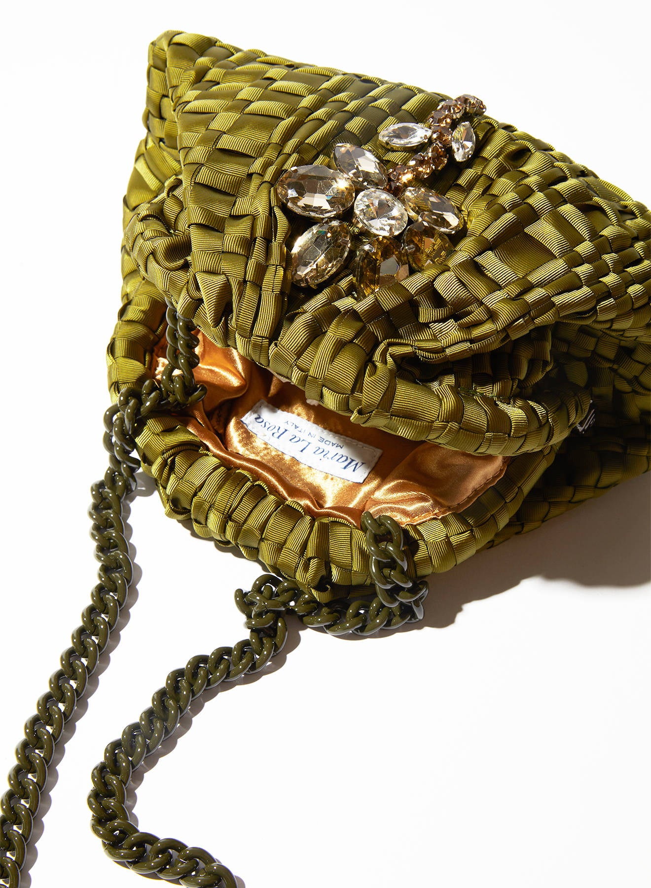 Maria la Rosa Crystal Petal Mini Bag Clutch Puderblau Stick