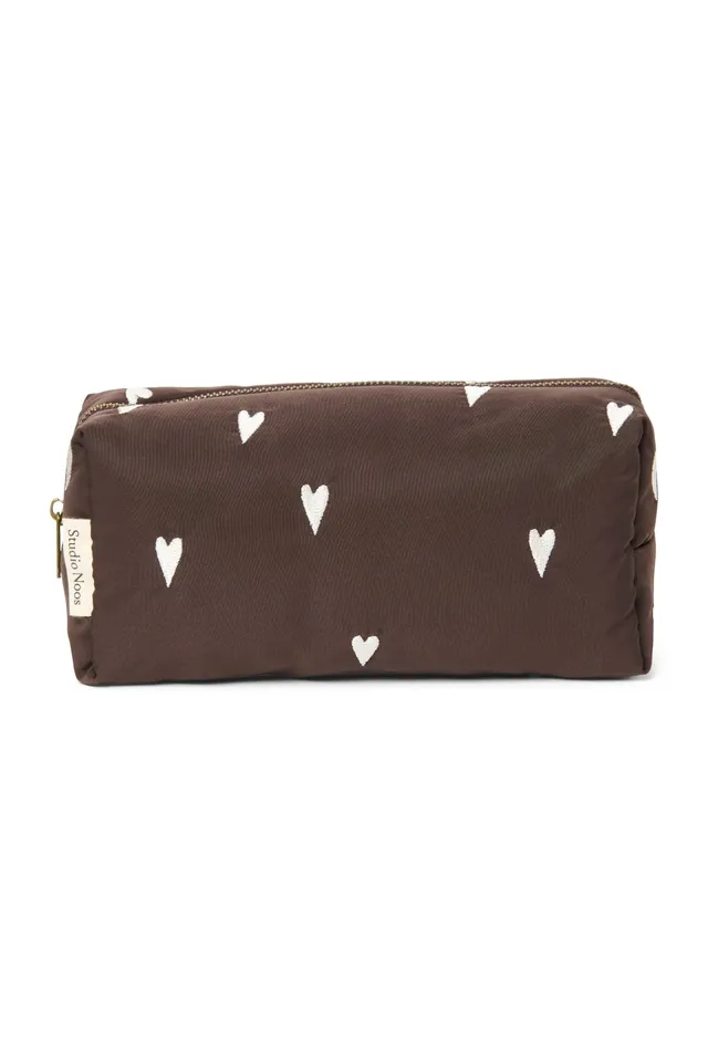 Studio Noos Puffy Pouch 1105 Täschchen Brown Hearts gepolstert