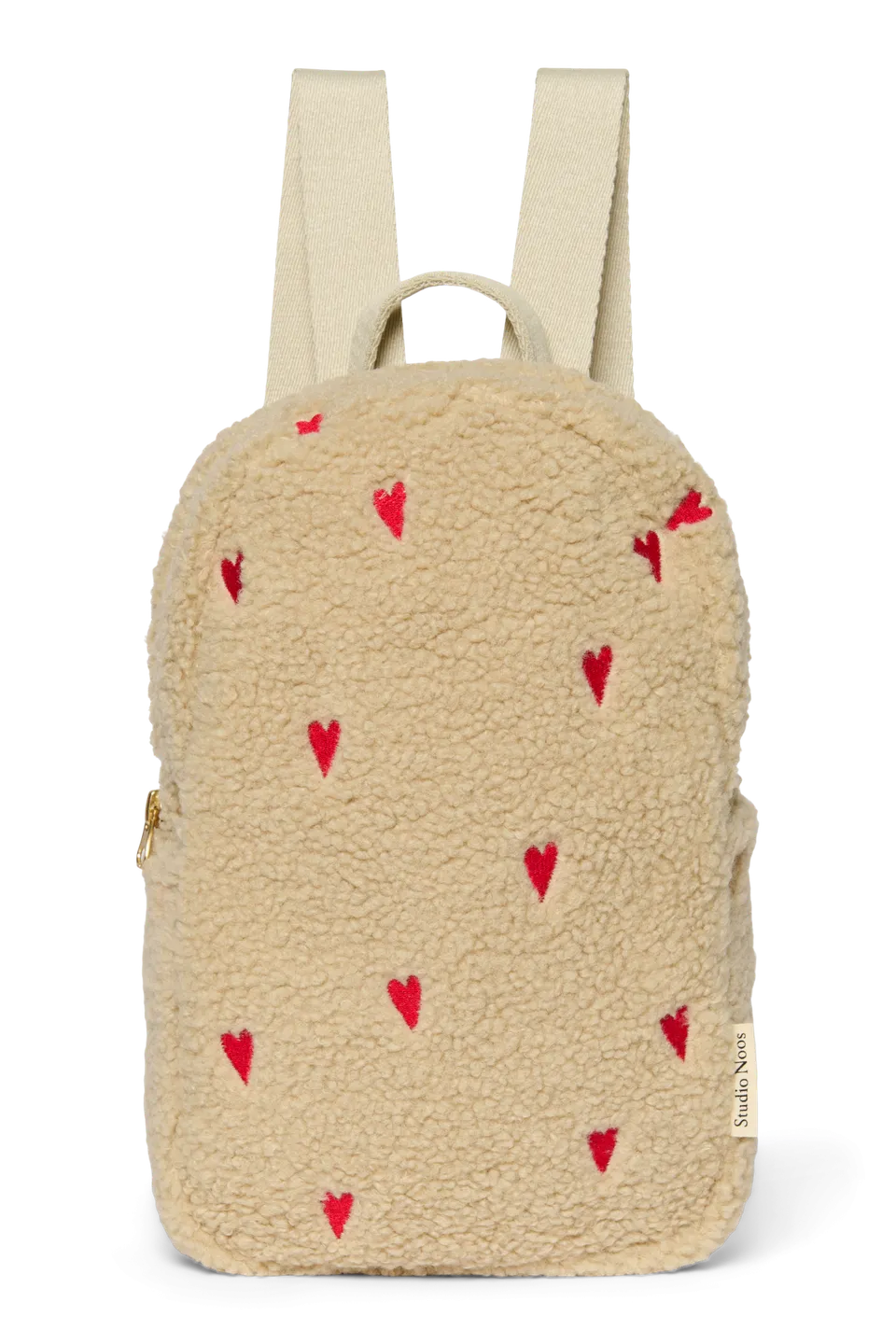 Studio Noos Teddy Mini Rucksack Ecru Hearts Plüsch