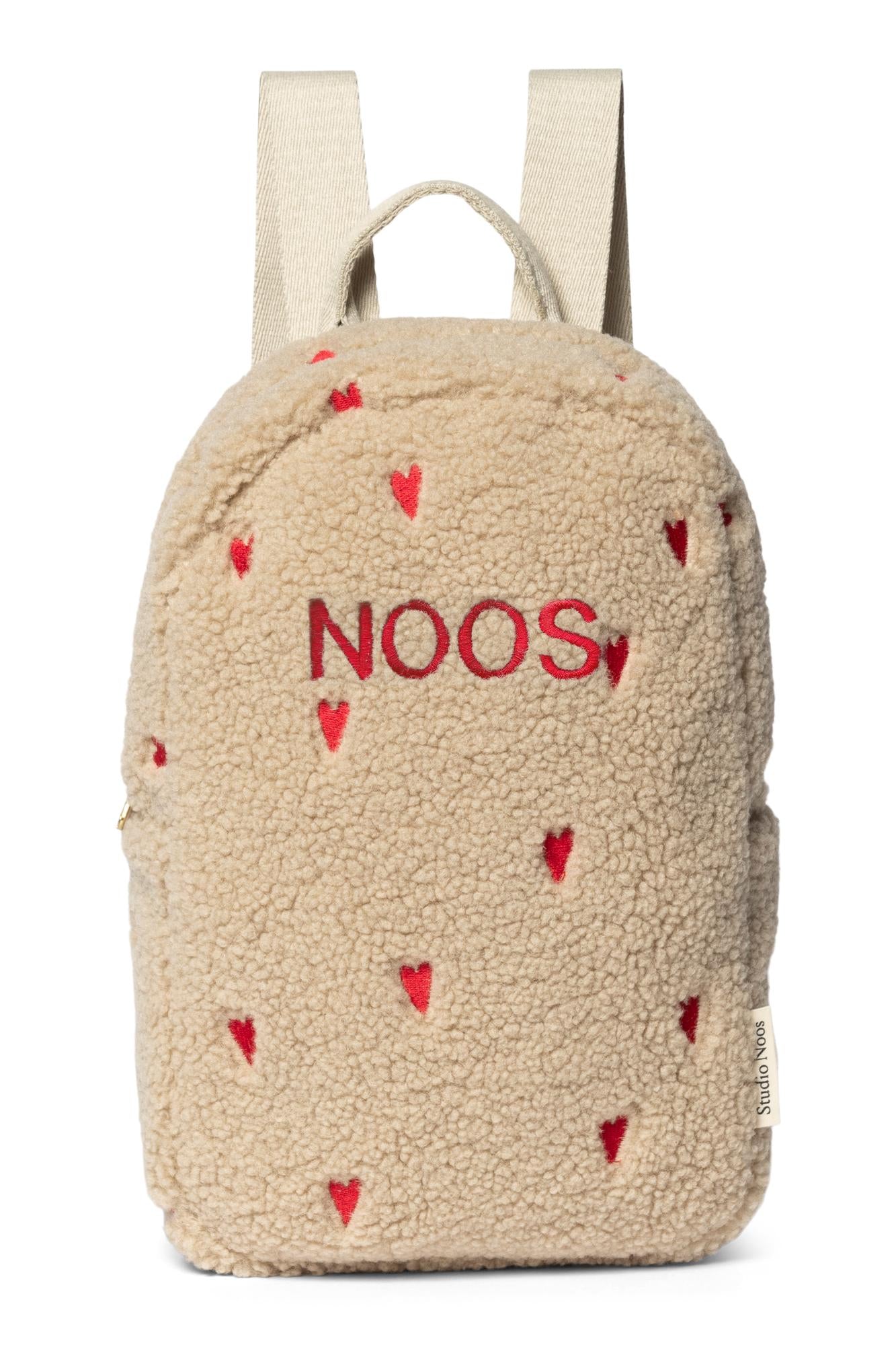 Studio Noos Teddy Mini Rucksack Ecru Hearts Plüsch