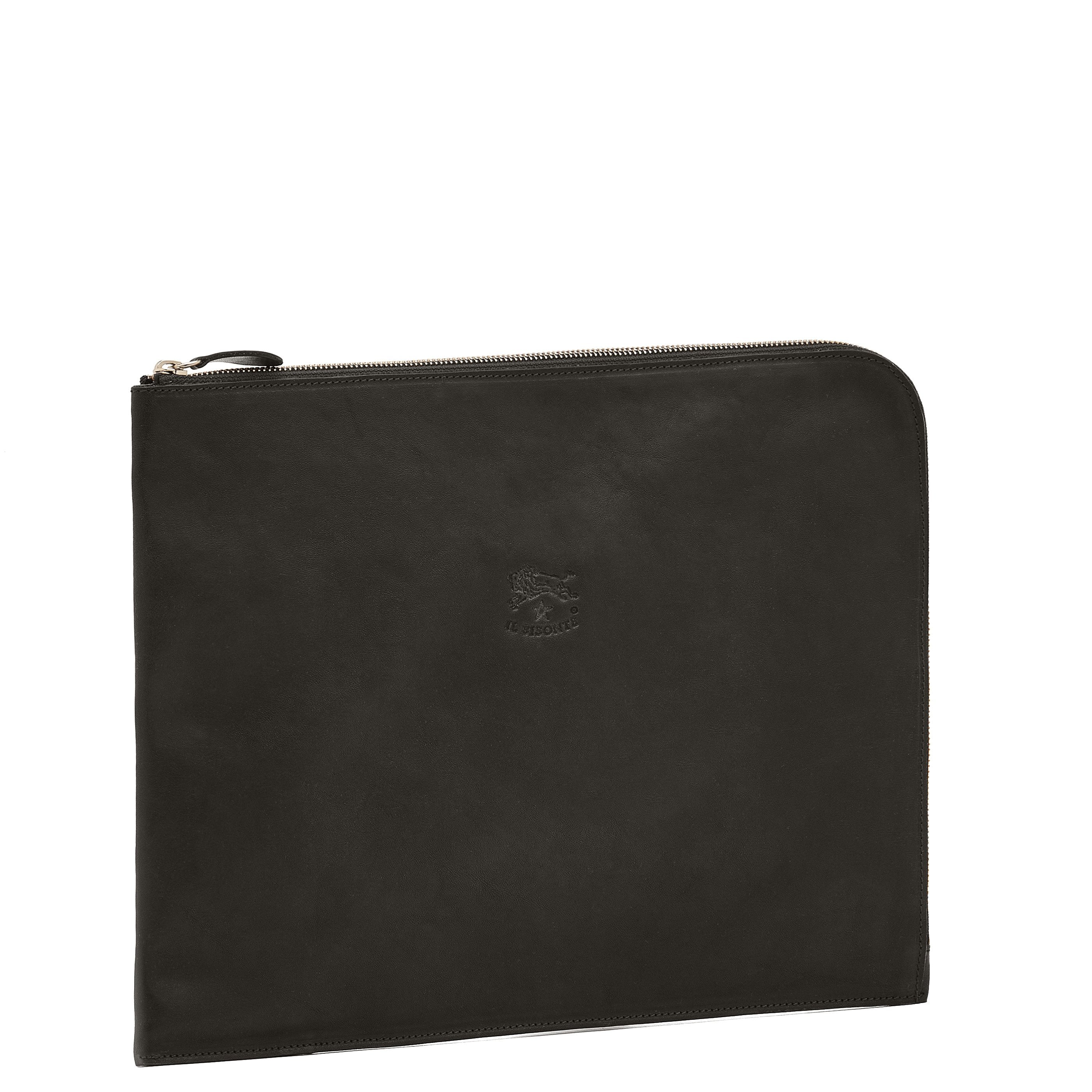 Il Bisonte Dokumentenmappe schwarz Vollleder Zip