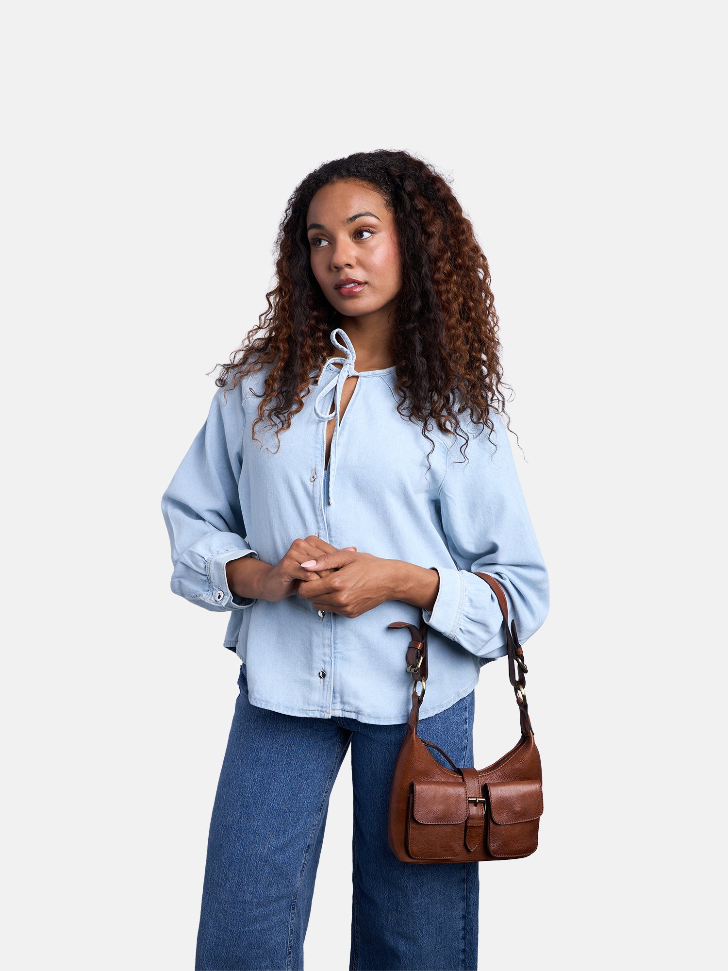 RE:DESIGNED Solvej Small Umhängetasche Walnut Vollleder