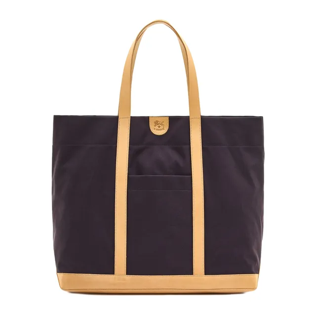 Il Bisonte Shopping Tote Damen Blau Canvas Leder