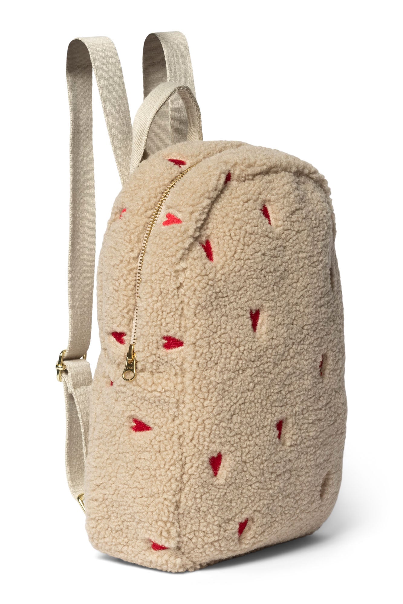 Studio Noos Teddy Mini Rucksack Ecru Hearts Plüsch