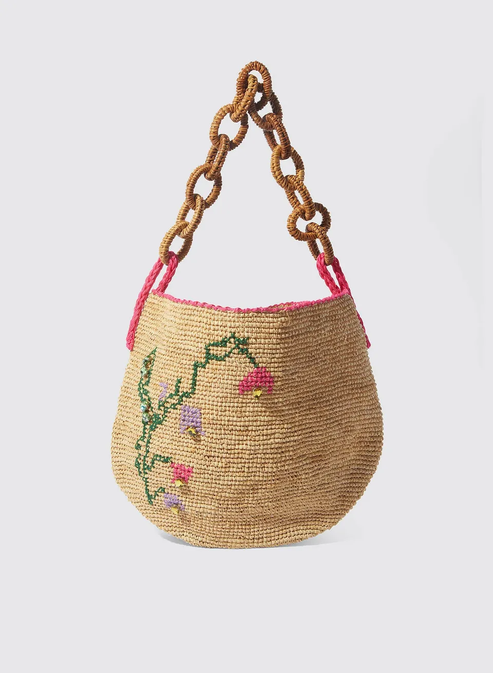 Maria la Rosa Clochette Tote Natural bestickt