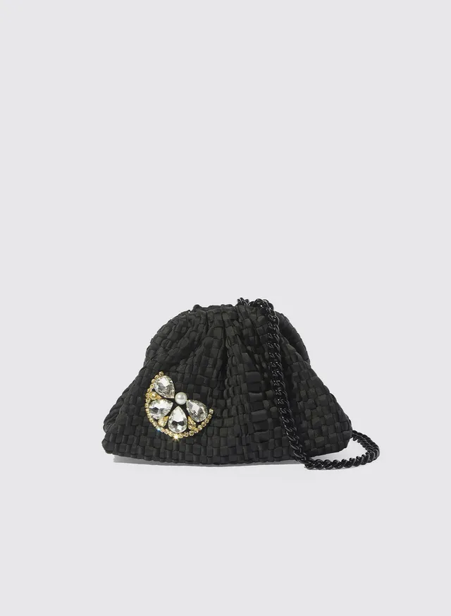 Maria la Rosa Lemon Mini Bag Clutch Schwarz Bandgewebe