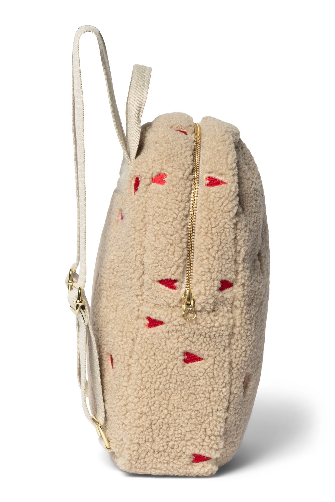 Studio Noos Teddy Mini Rucksack Ecru Hearts Plüsch