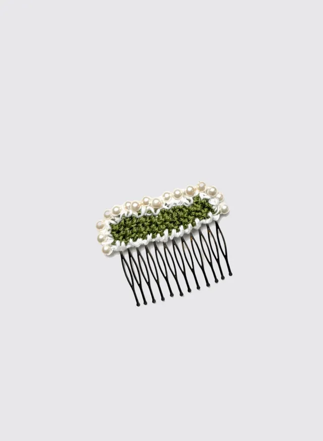 Maria la Rosa Pearl Comb Haarkamm Green Perlen