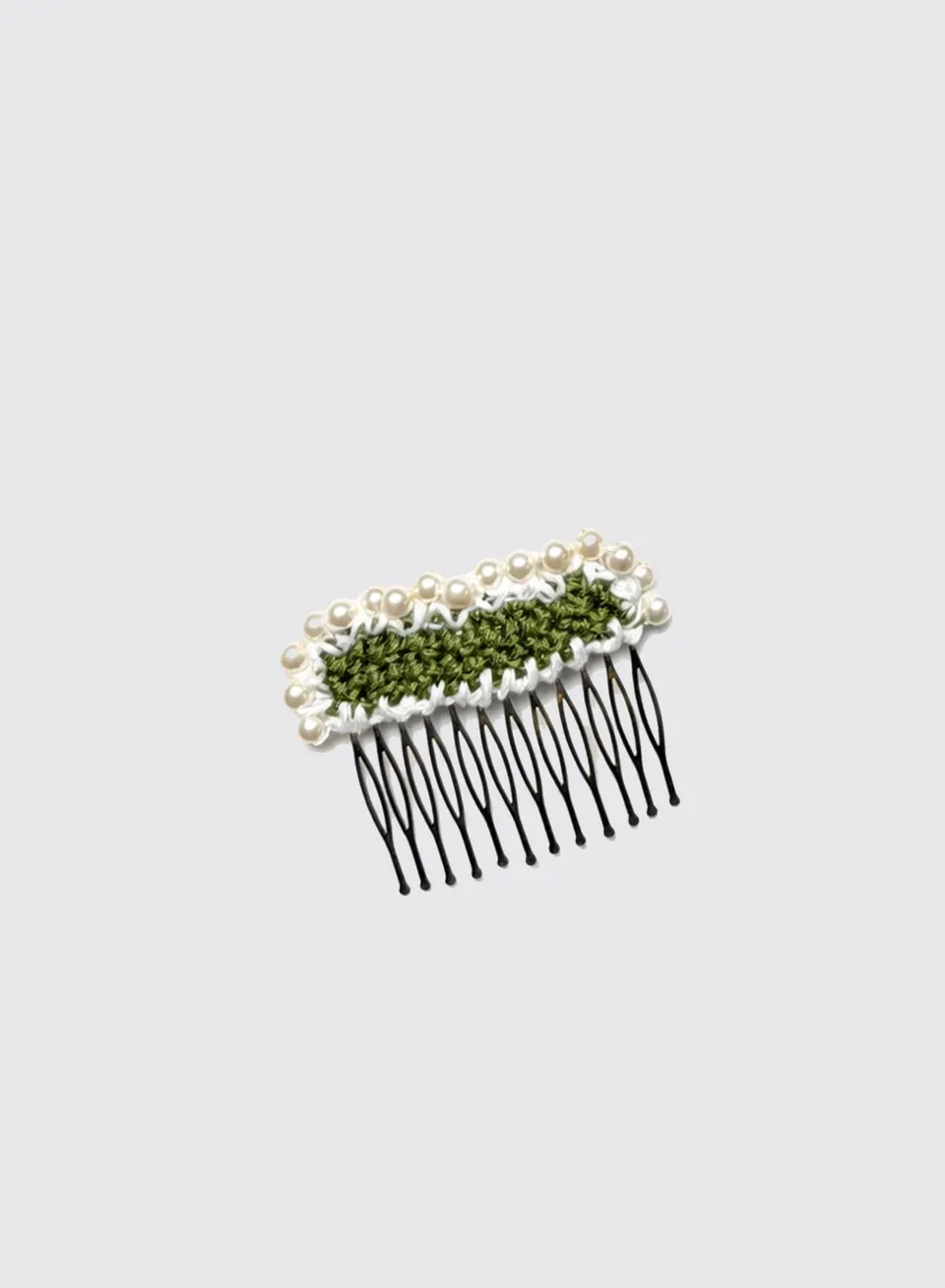 Maria la Rosa Pearl Comb Haarkamm Green Perlen