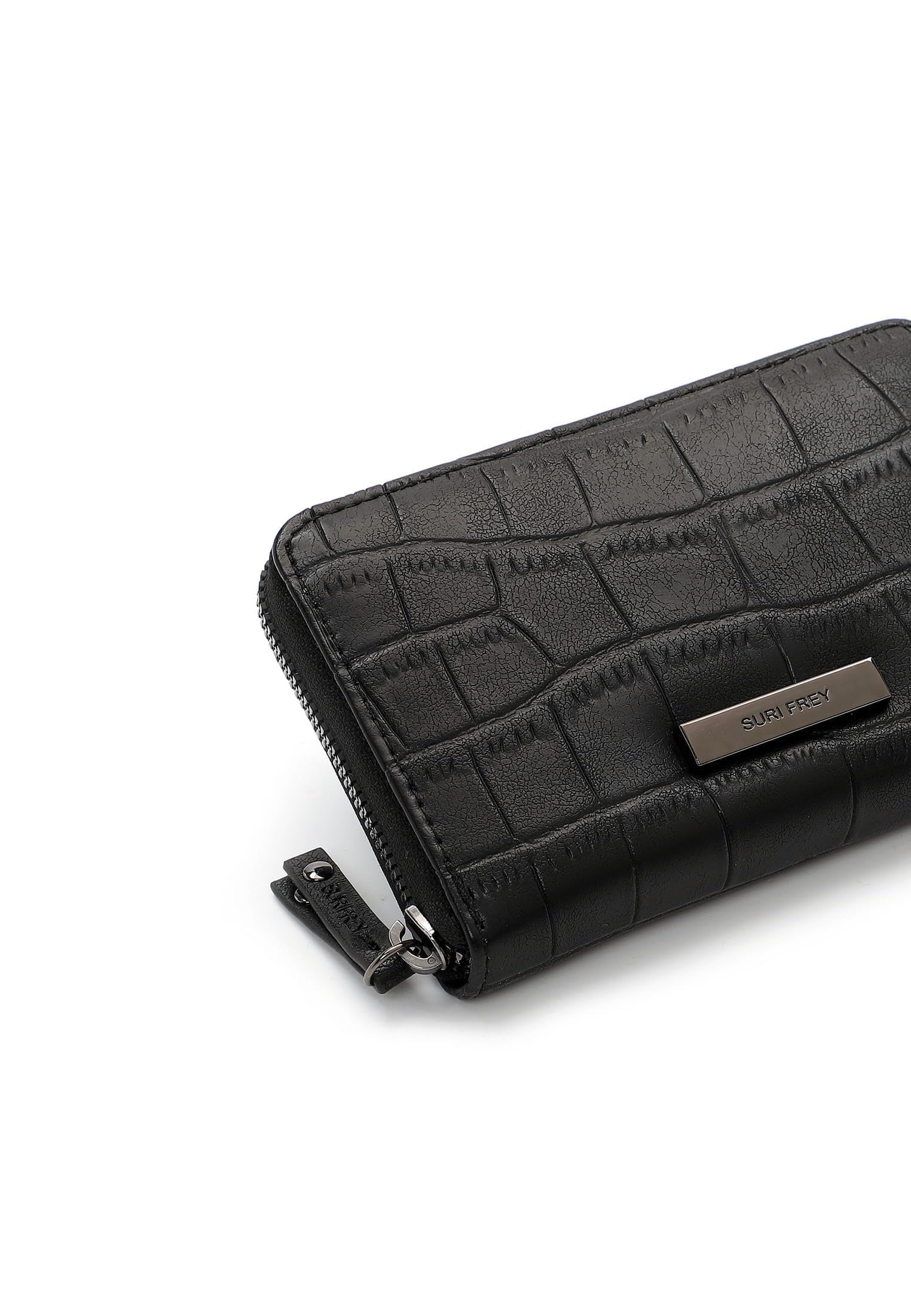 SURI FREY SFY Hadley Zip Around Wallet Geldbörse Black Kroko