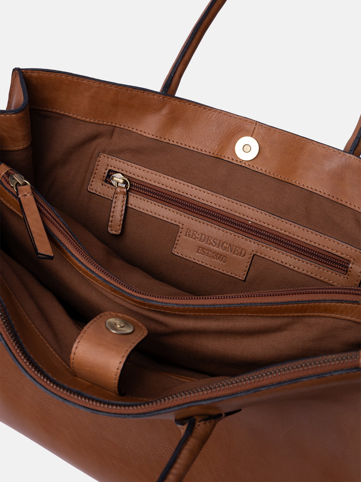 RE:DESIGNED Ora Big Schultertasche Tan Vollleder