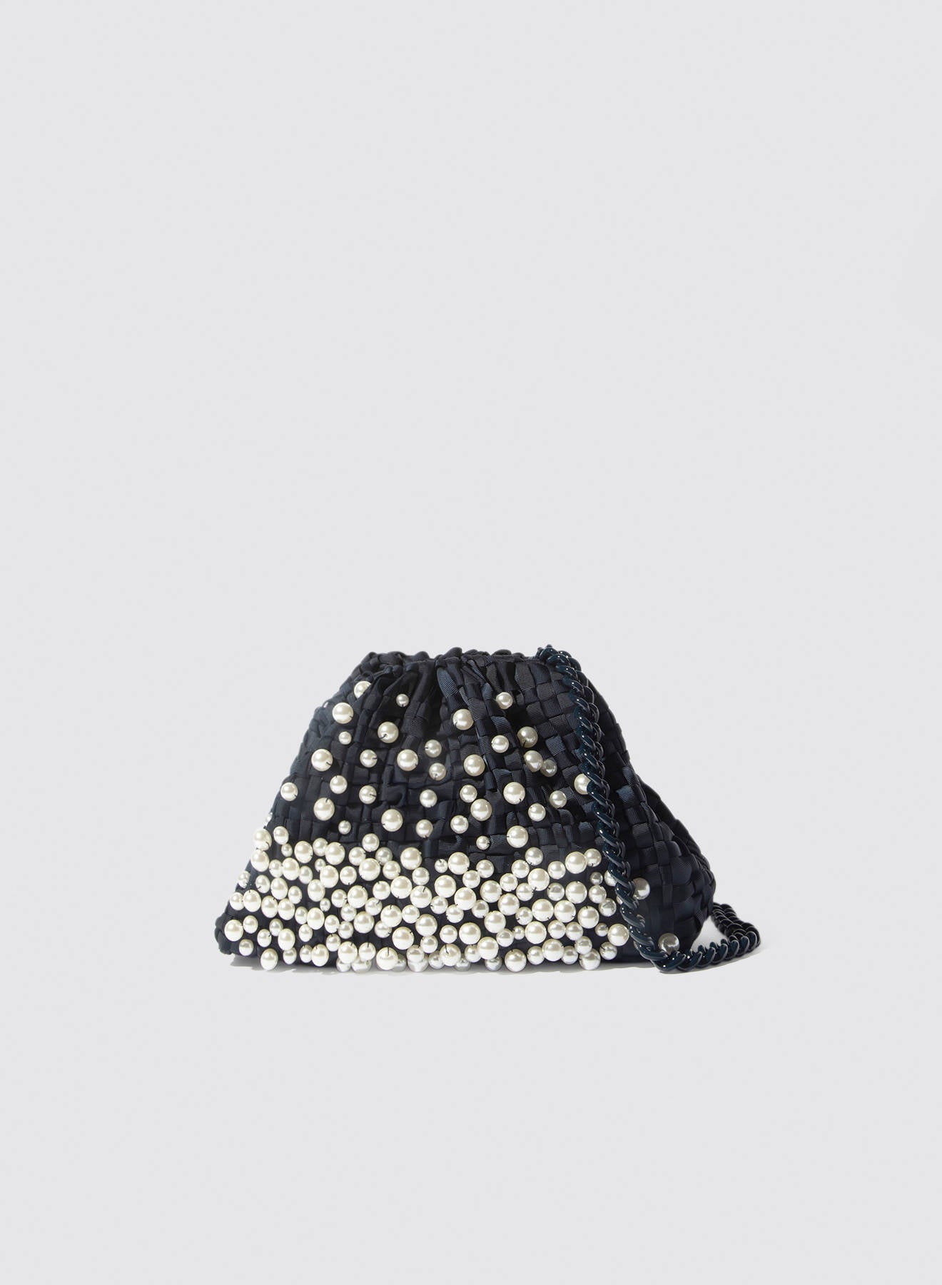 Maria la Rosa Pearl Mini Bag Clutch Rot Bandgewebe