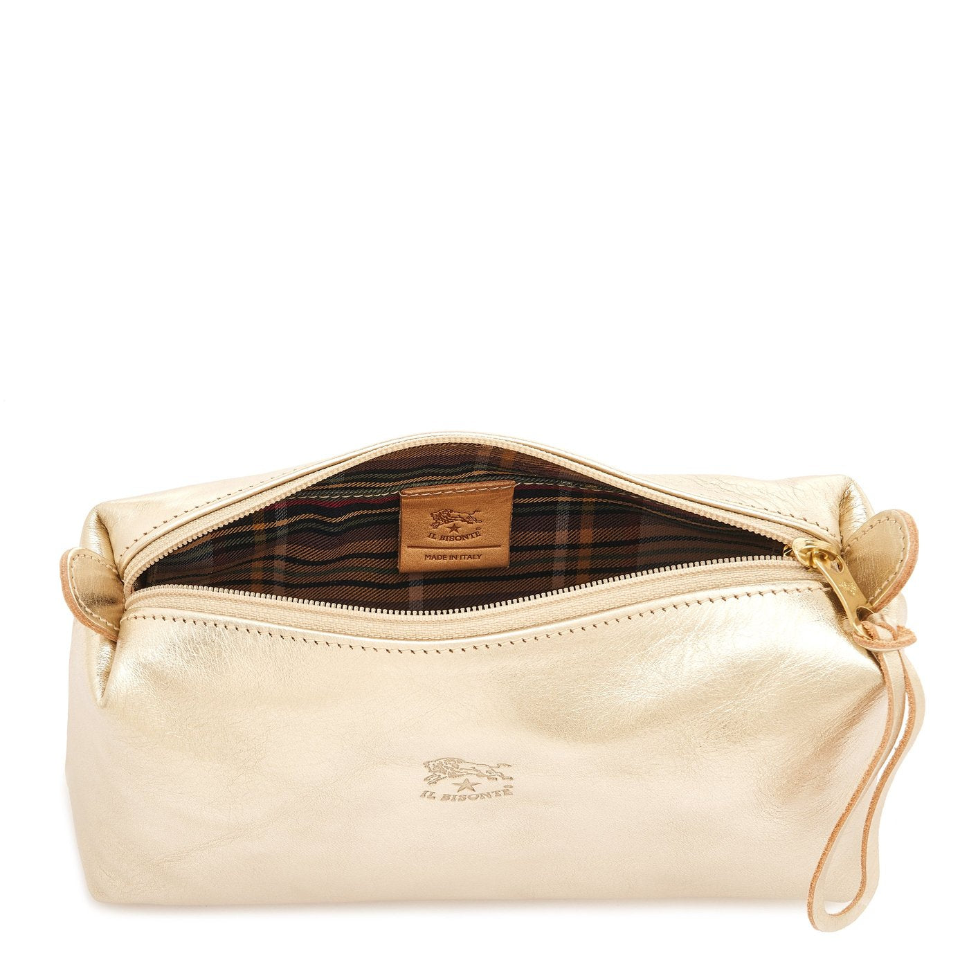 Il Bisonte Beautycase platin Metallic Rindsleder