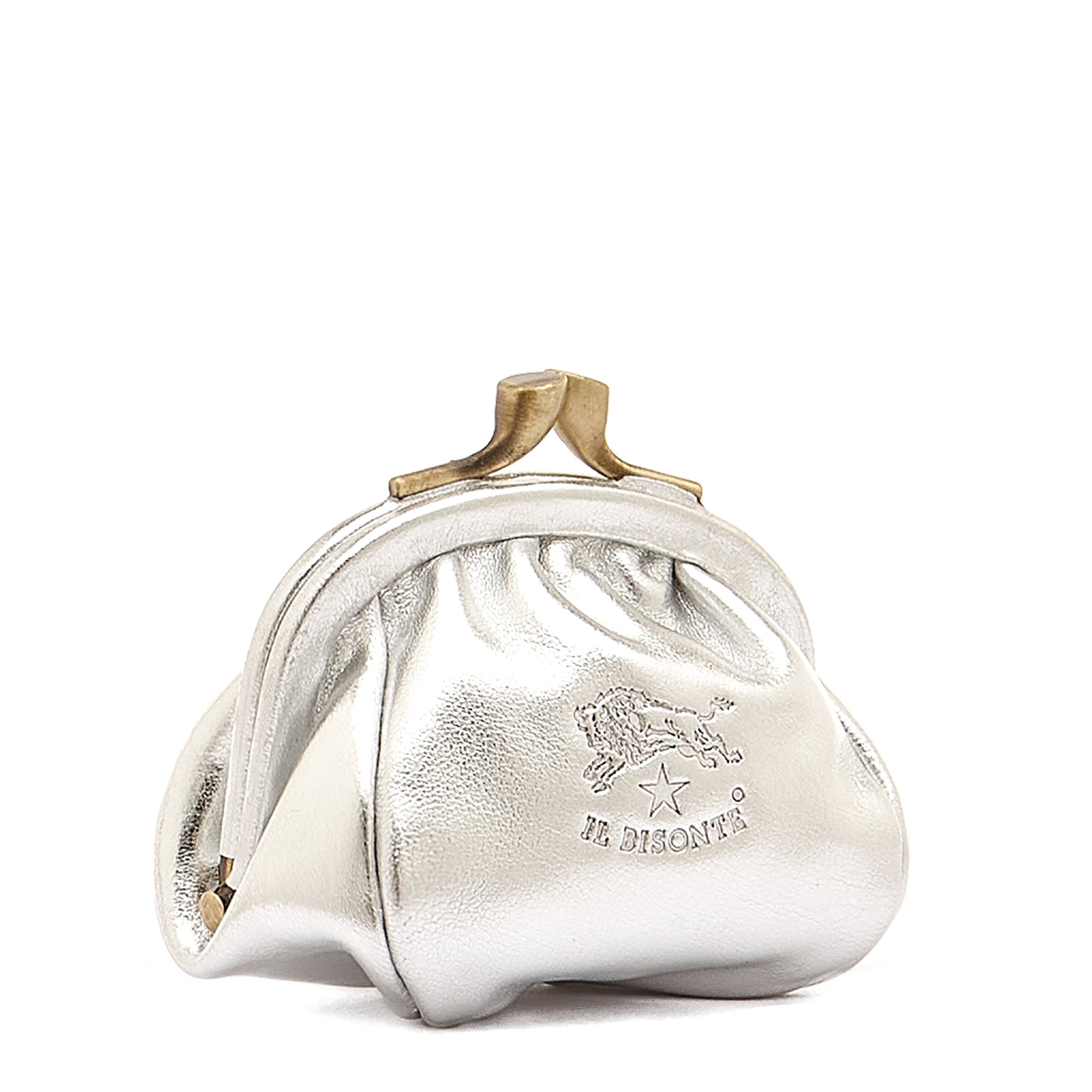 Il Bisonte Münzbeutel Silber Metallic Leder