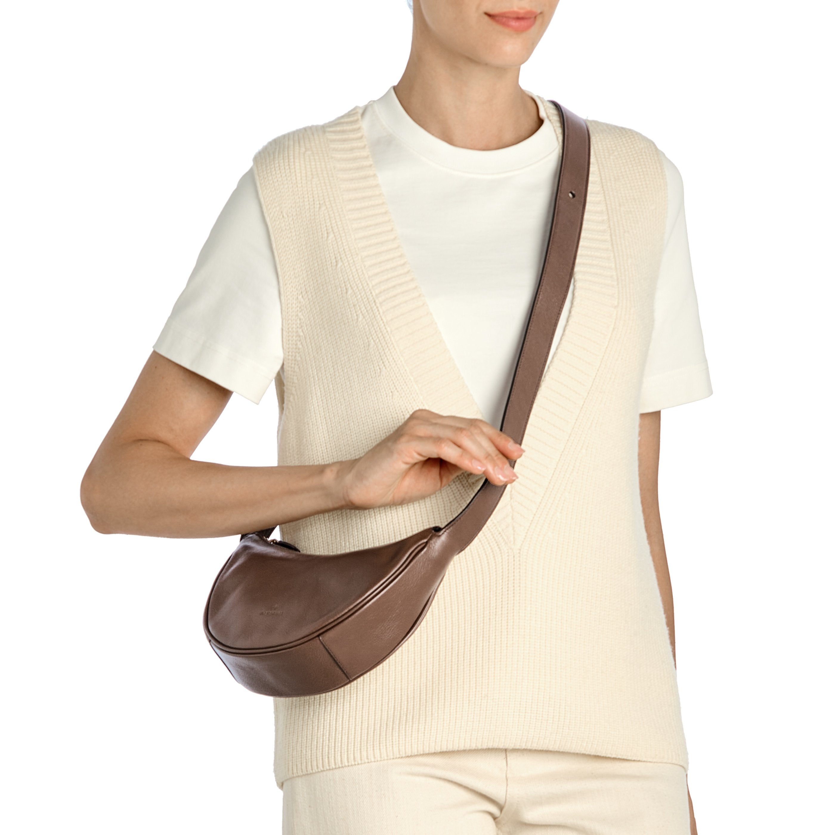 Il Bisonte Oliveta Hobo Tasche Tabakbraun Vollleder