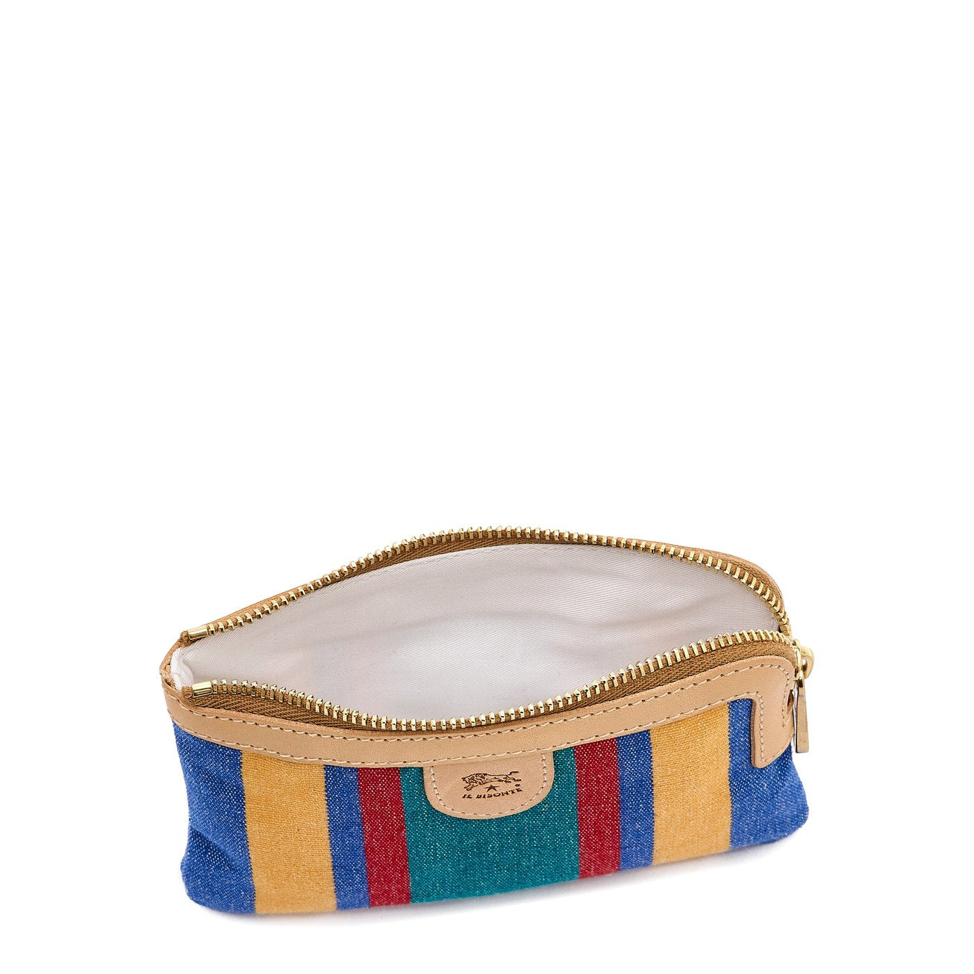 Il Bisonte Bustina Pochette Stoff bunt Lederbesatz