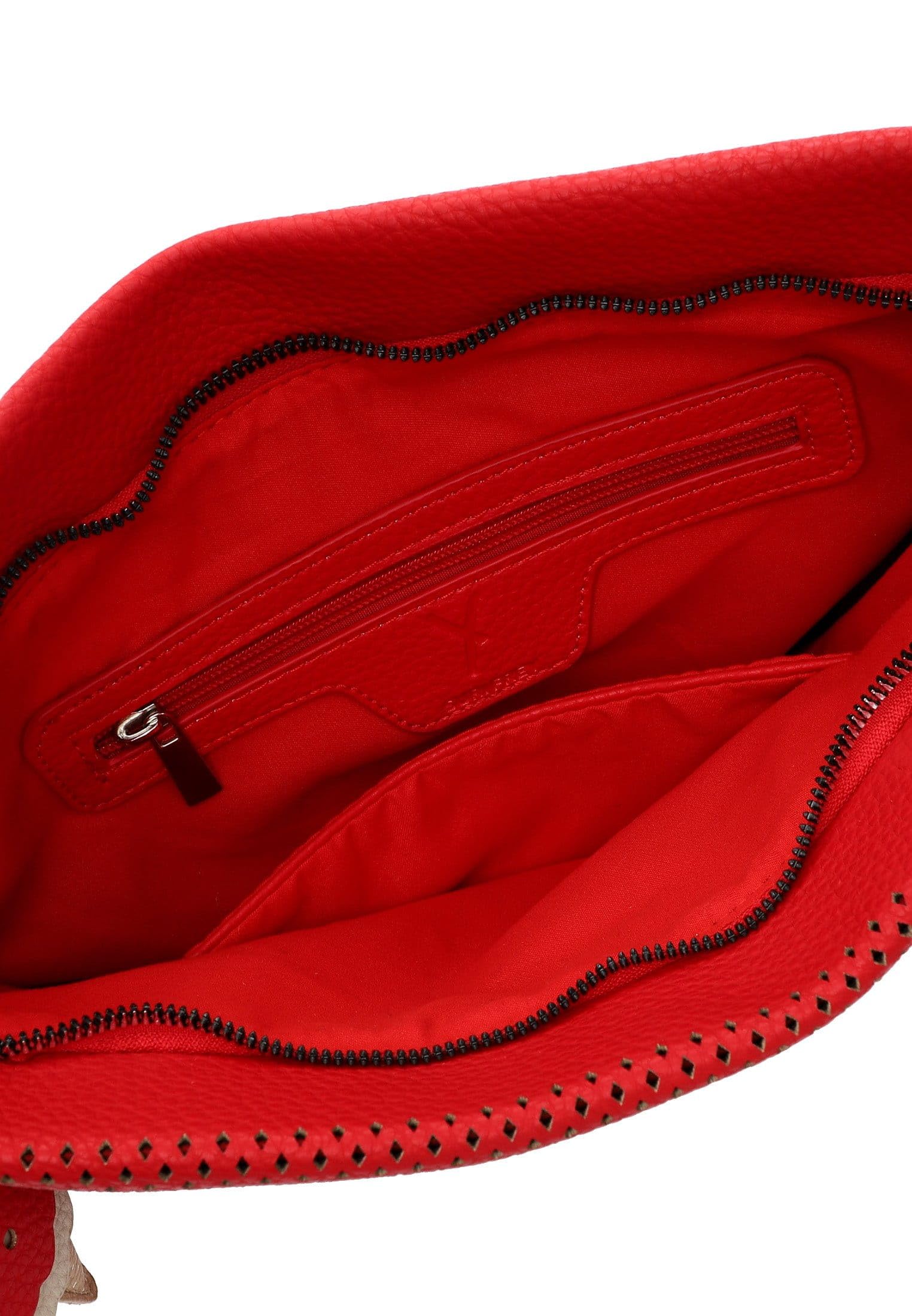 SURI FREY Cilly Bucket Bag Schultertasche Red Lochmuster
