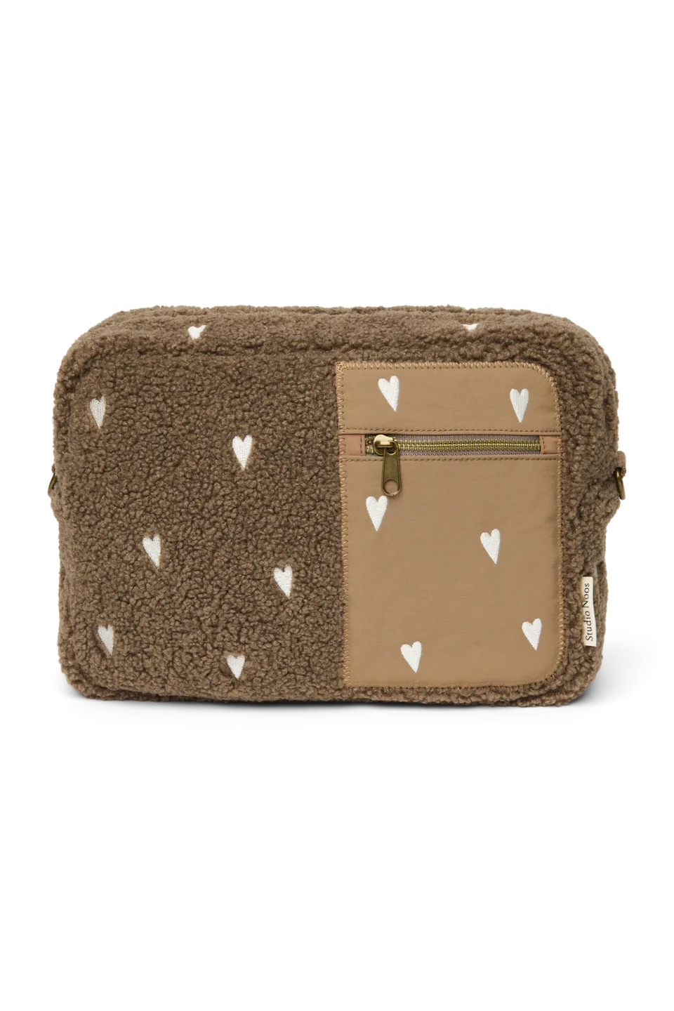 Studio Noos Teddy Stroller Organizer Kinderwagentasche Brown Hearts