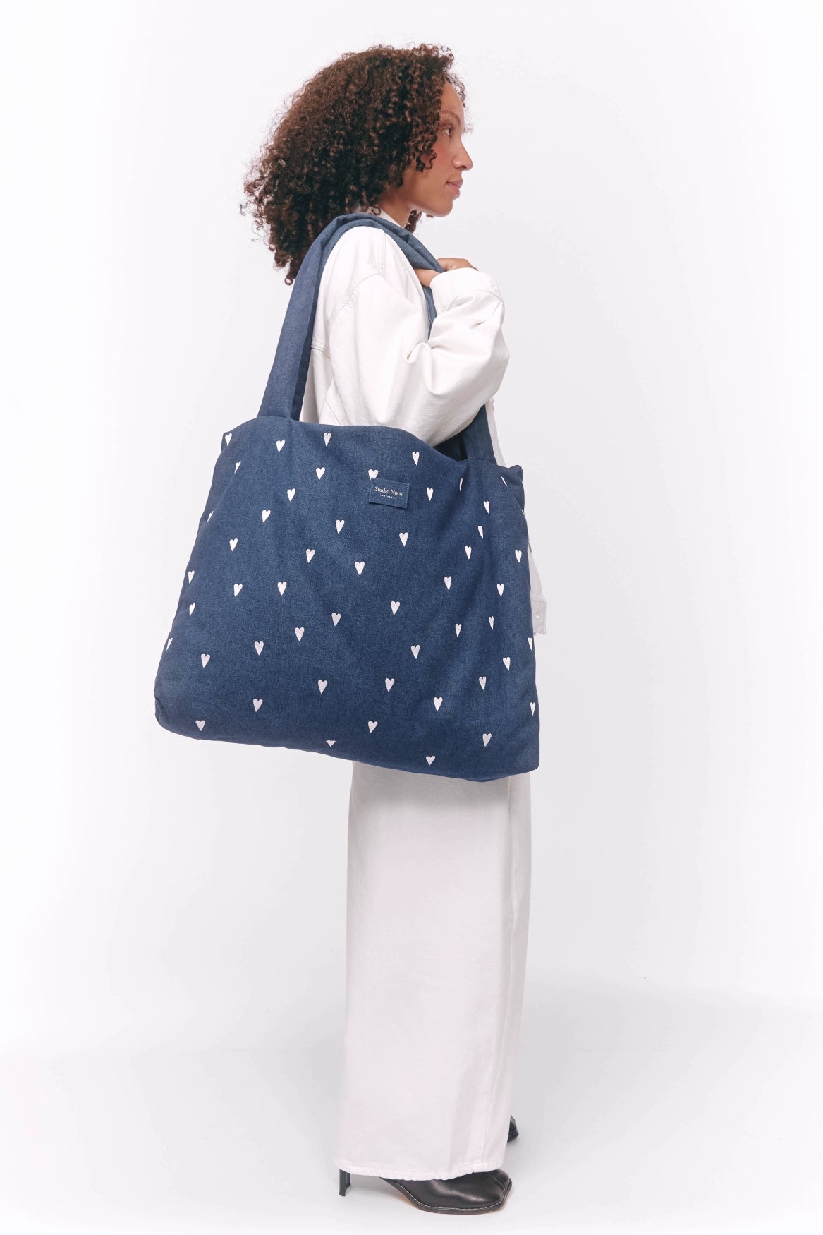 Studio Noos Denim Mom Bag Dunkelblau Hearts