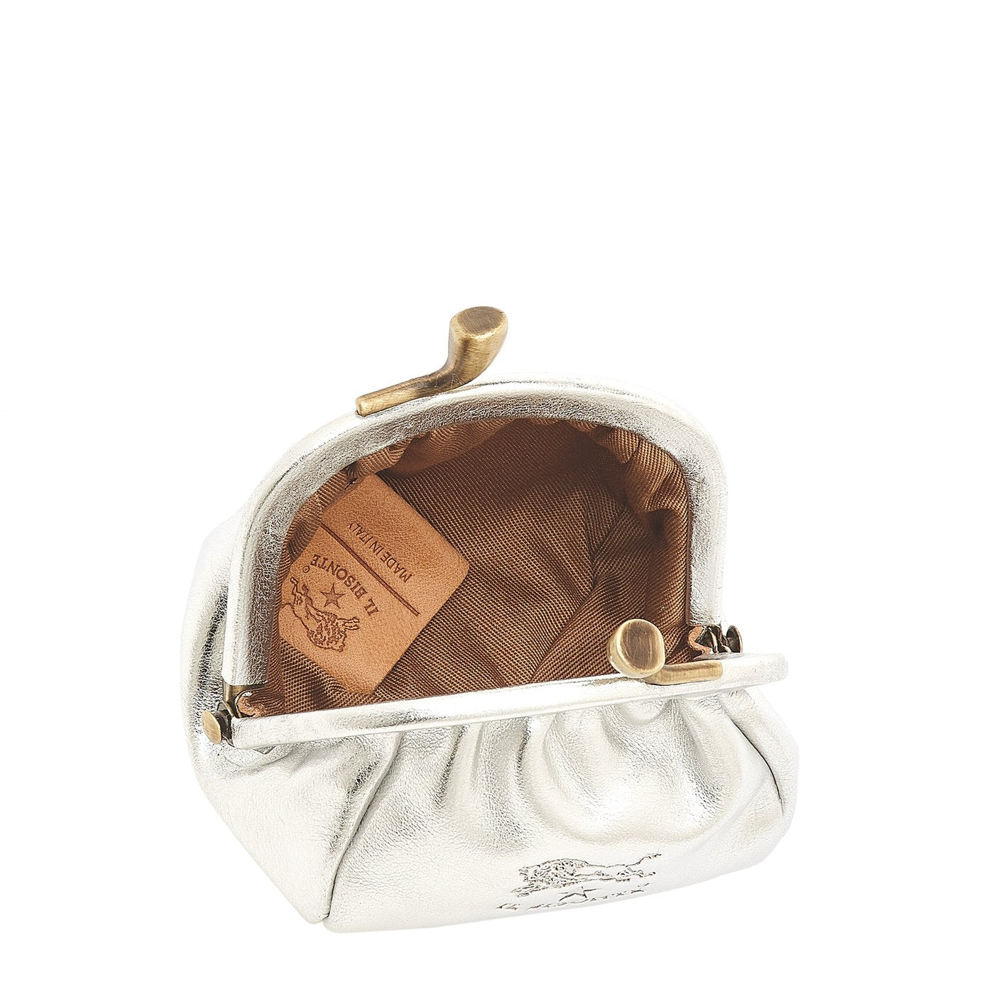 Il Bisonte Münzbeutel Silber Metallic Leder