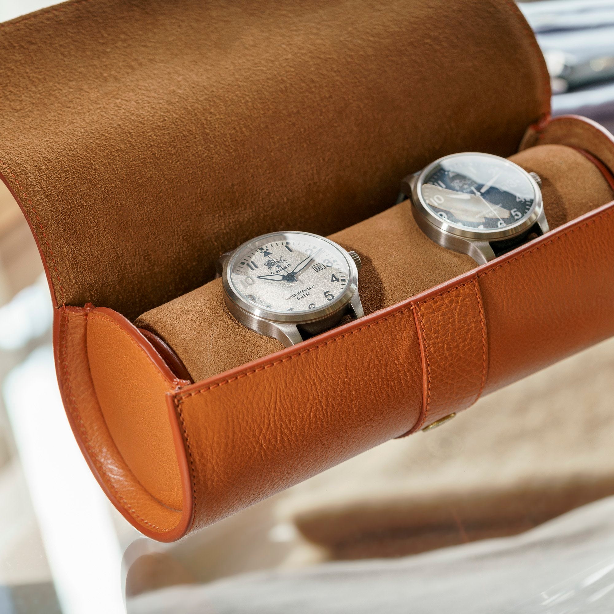 Il Bisonte Home Uhrenbox karamell Leder