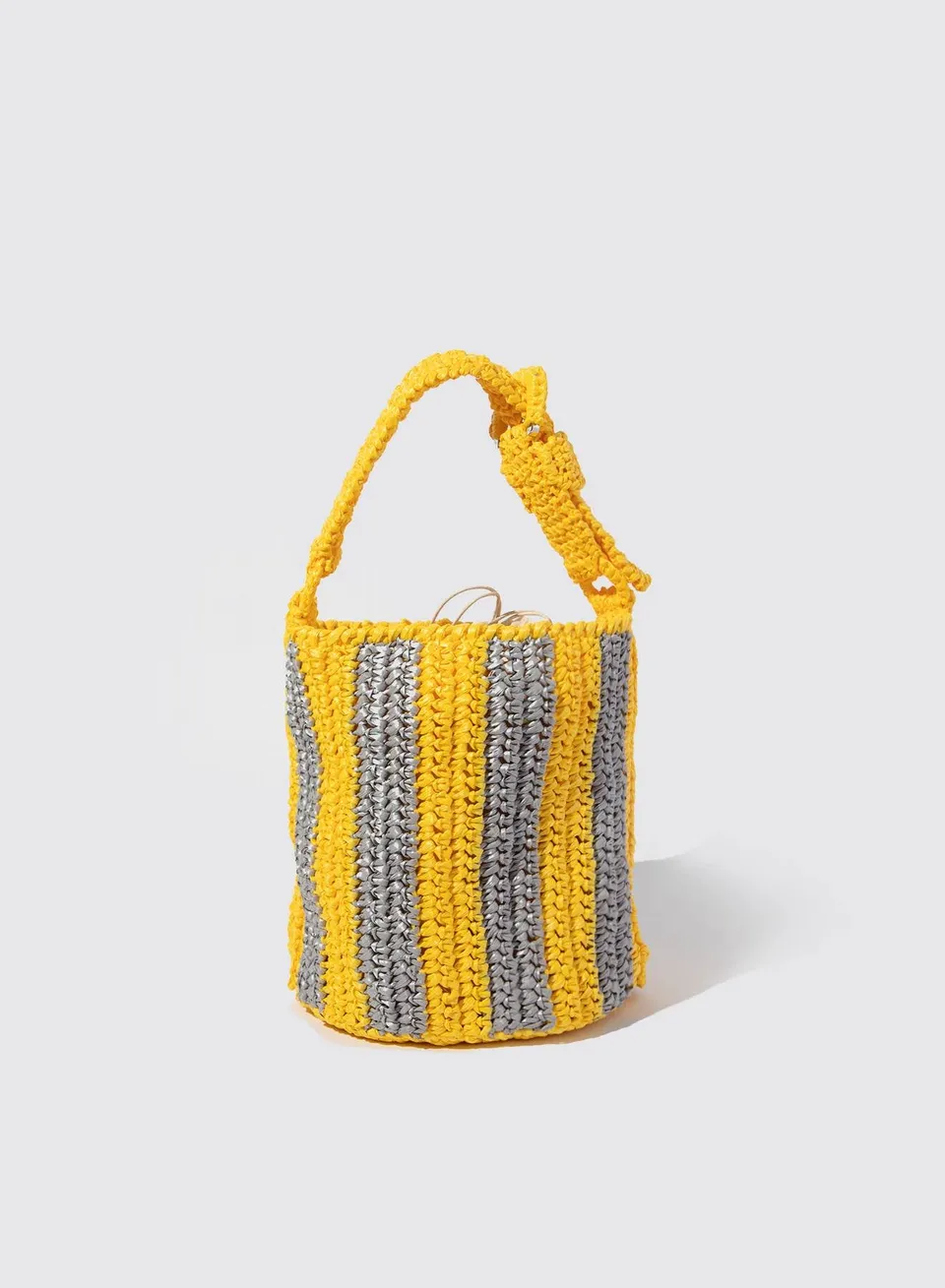 Maria la Rosa Cheyenne Mini Bucket Handtasche Gelb Raffia