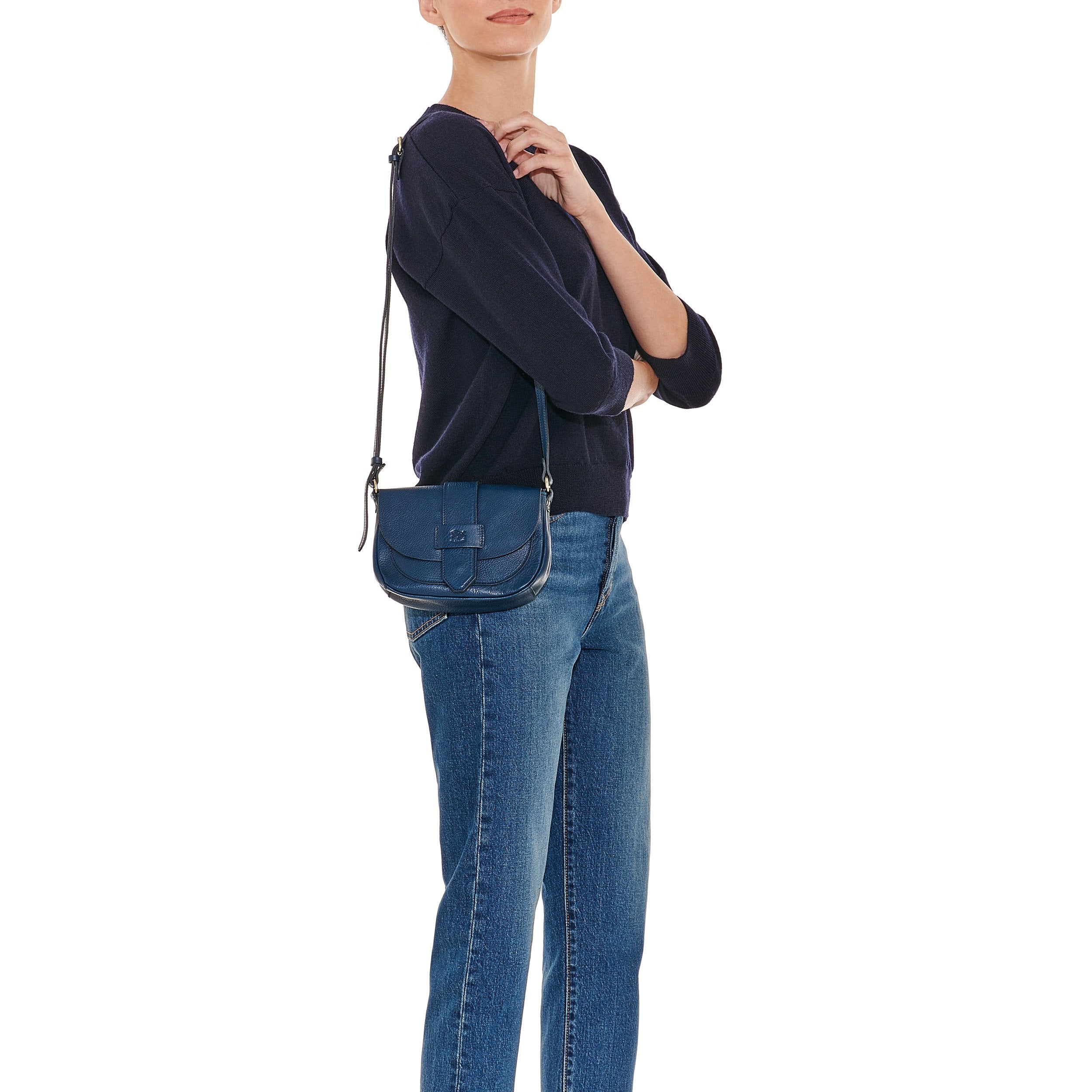 Il Bisonte Fausta Small Umhaengetasche Blau Vollleder