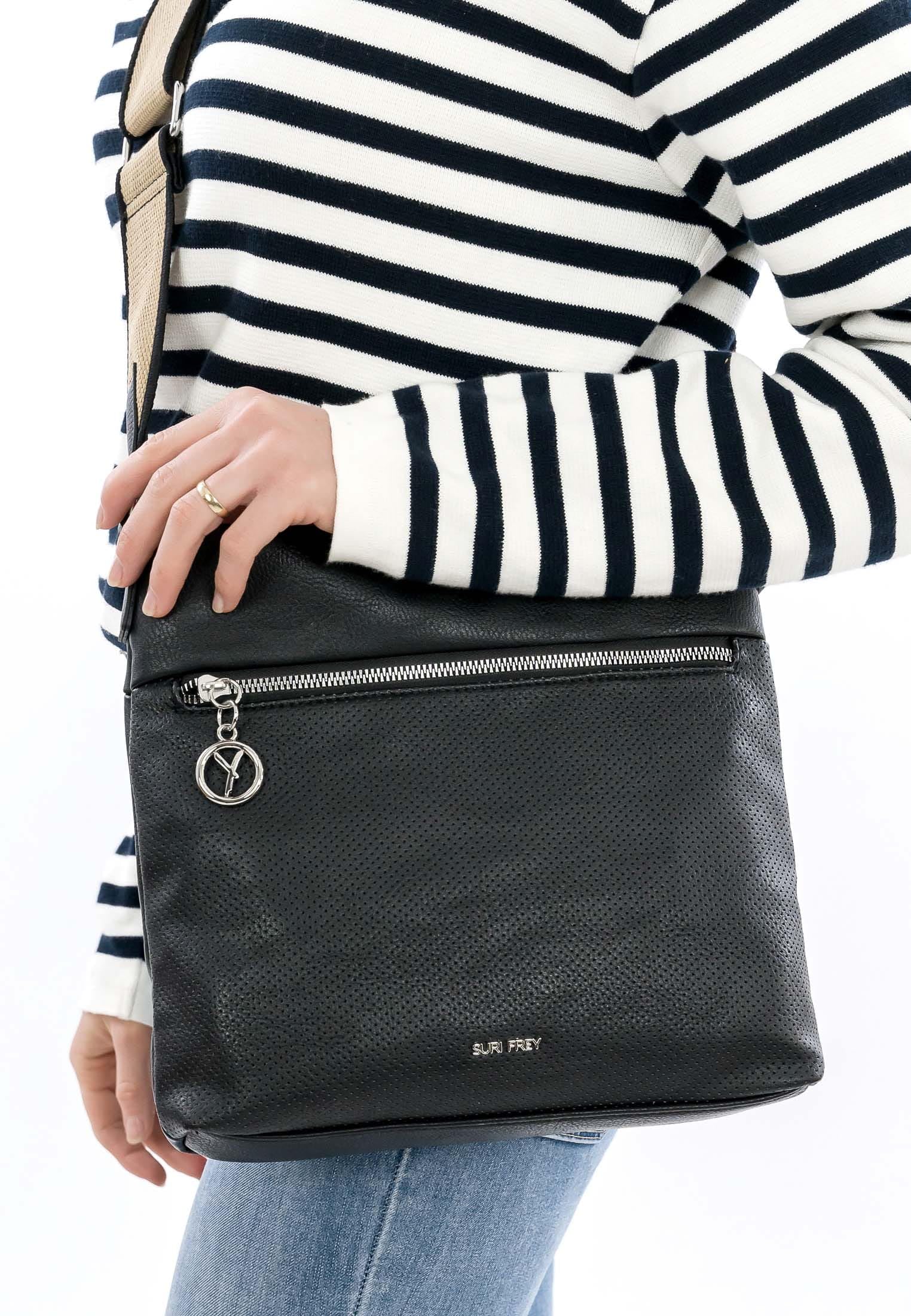 SURI FREY Patsy Crossover Bag Umhängetasche Schwarz Perforation