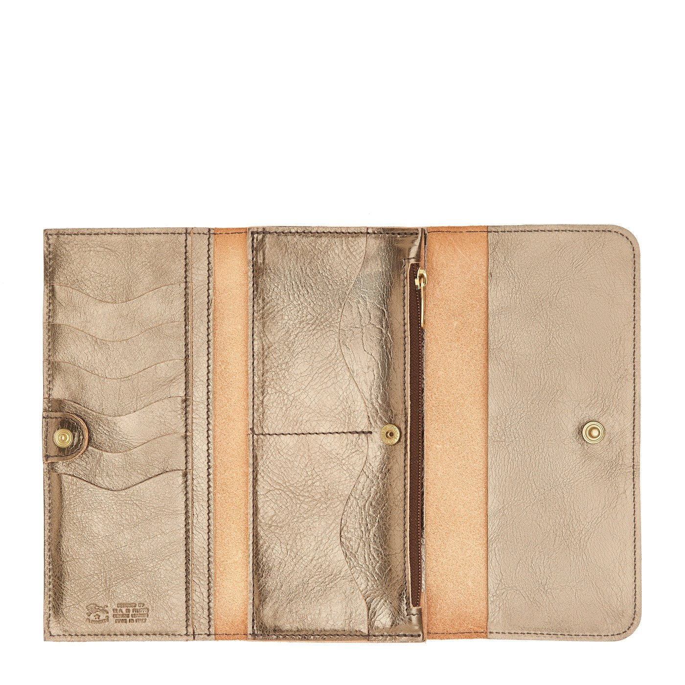 Il Bisonte Continental Geldbörse Bronze Metallic Leder