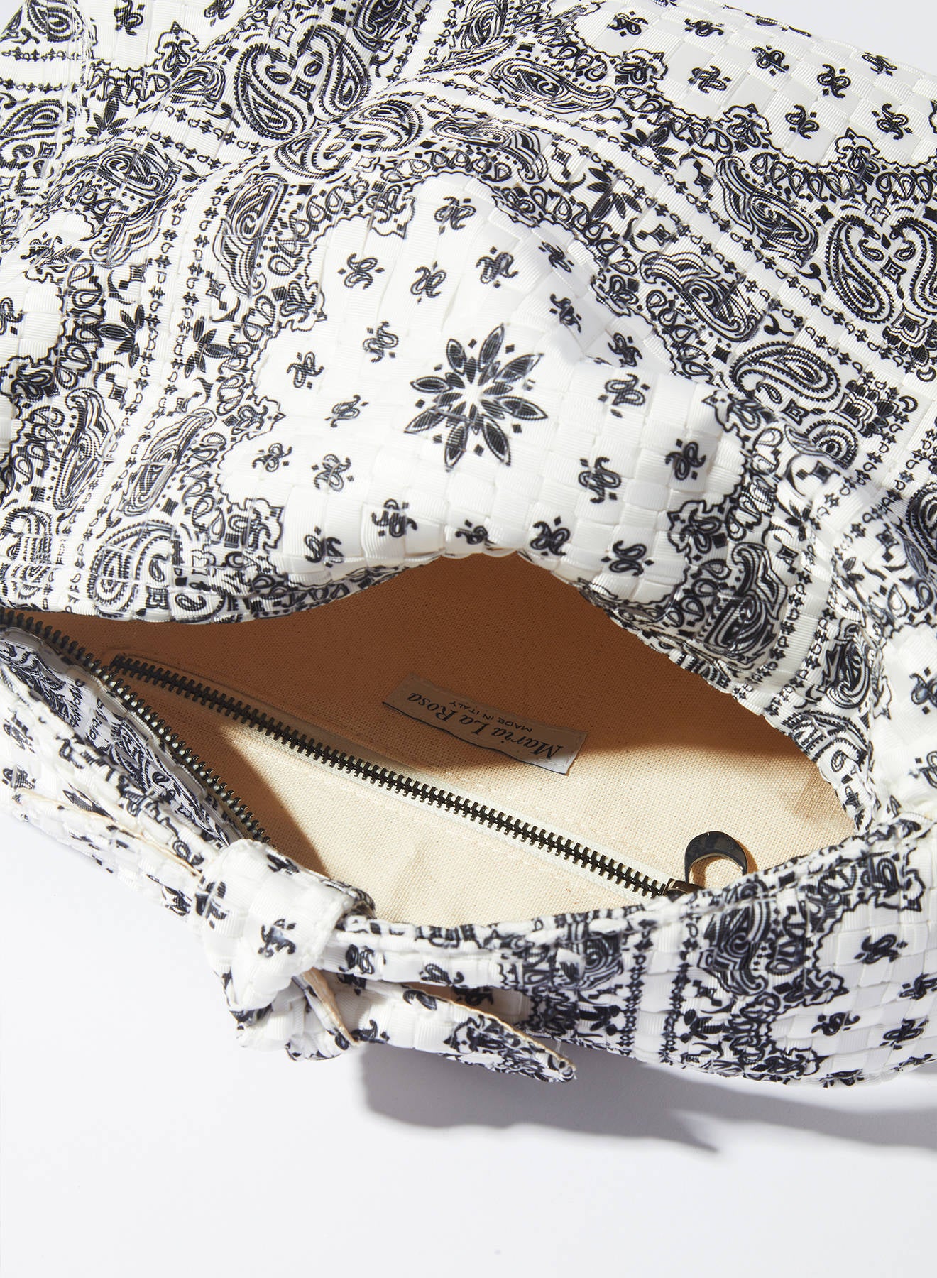 Maria la Rosa Bandana Bound Tasche Weiß bedruckt