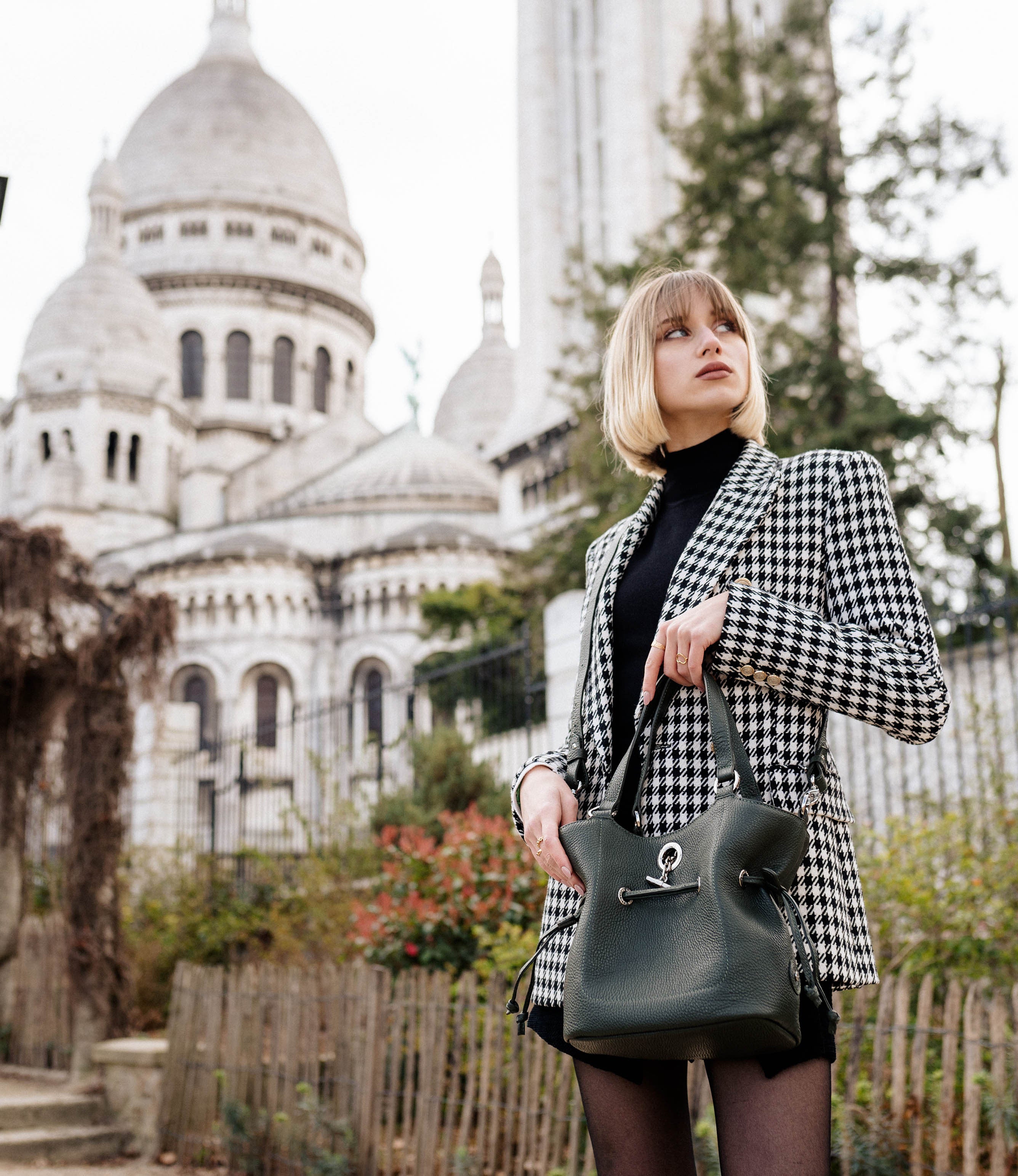 Lamarthe Paris S Handtasche khaki Vollleder