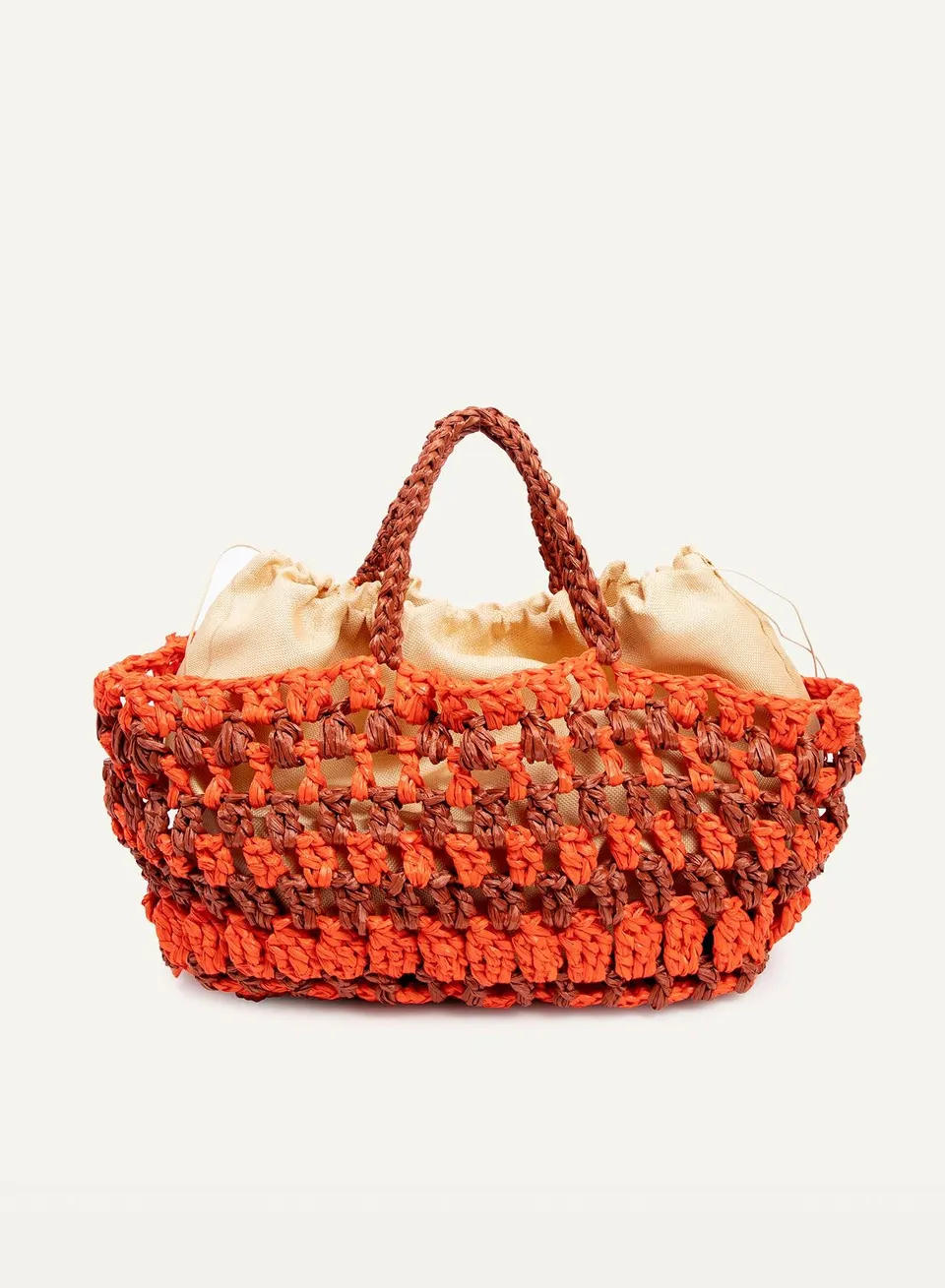 Maria la Rosa Overthing Tasche Orange 60 cm Raffia