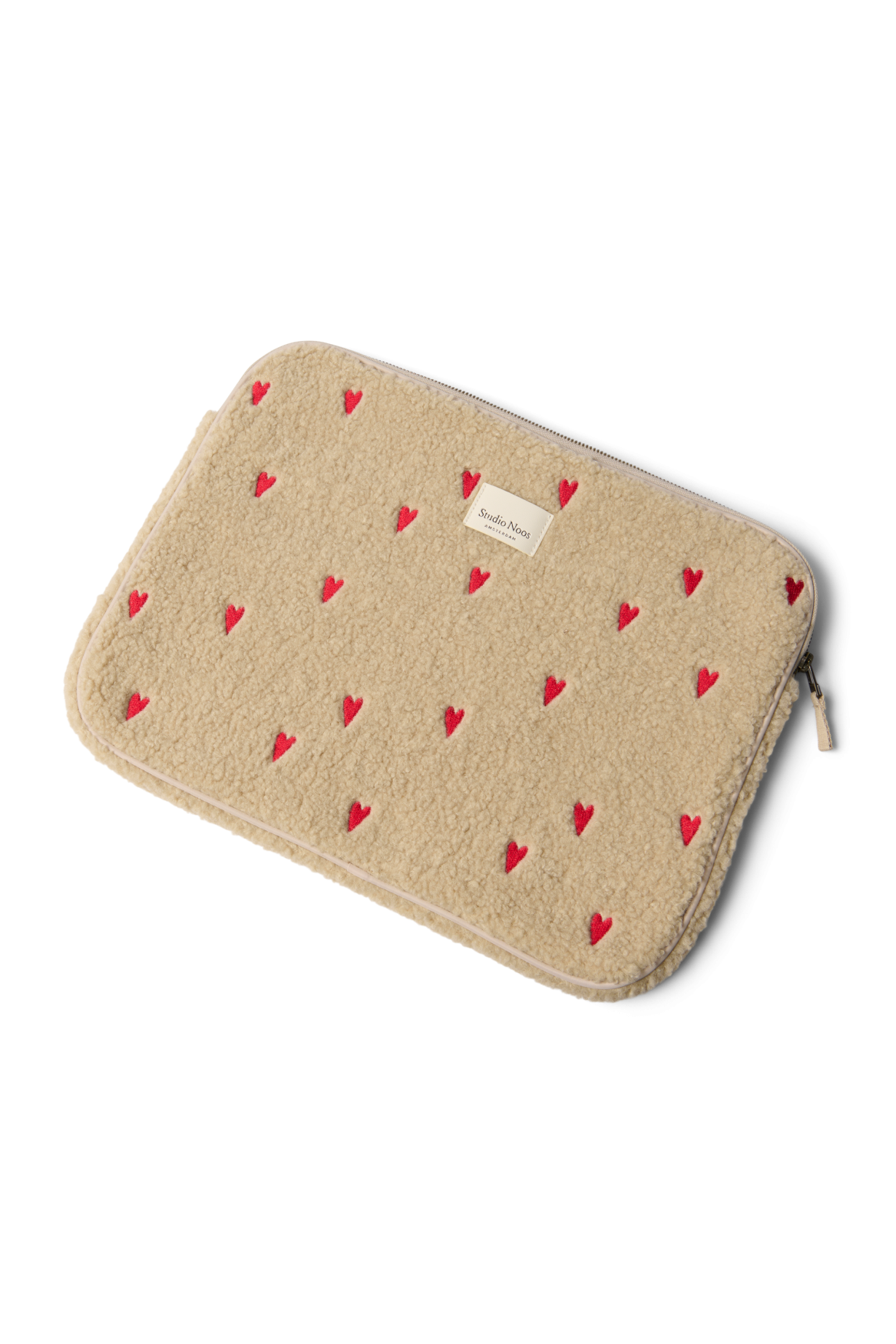Studio Noos Teddy Laptop Sleeve 15 Zoll Hülle Ecru Hearts