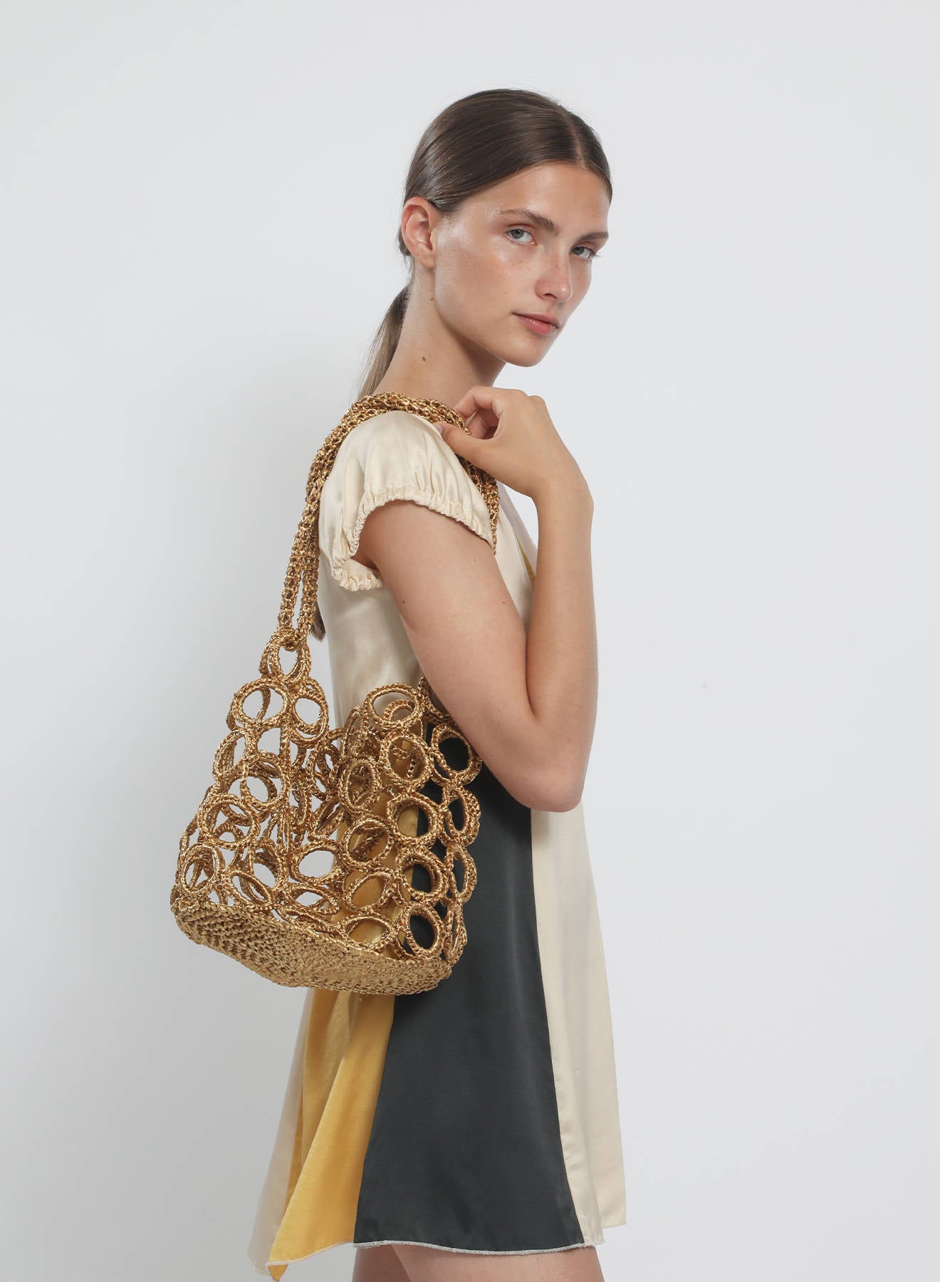 Maria la Rosa Cirque Crochet Tasche Ecru Handgehäkelt