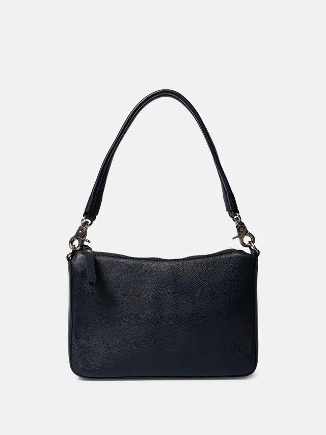 RE:DESIGNED Nada Umhängetasche Schwarz Vollleder klein