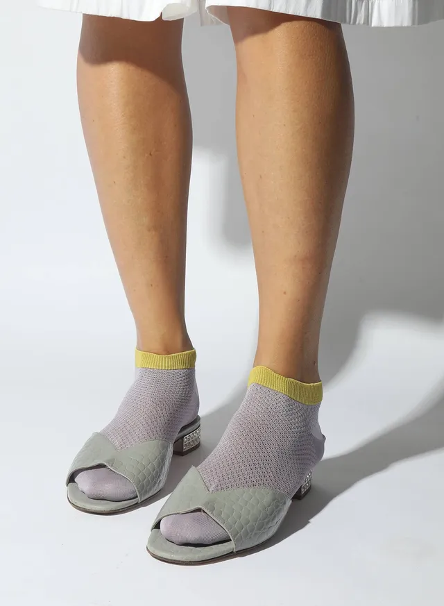 Maria la Rosa WPN09RB1899 Socken Weiß Netz Kontrastbund