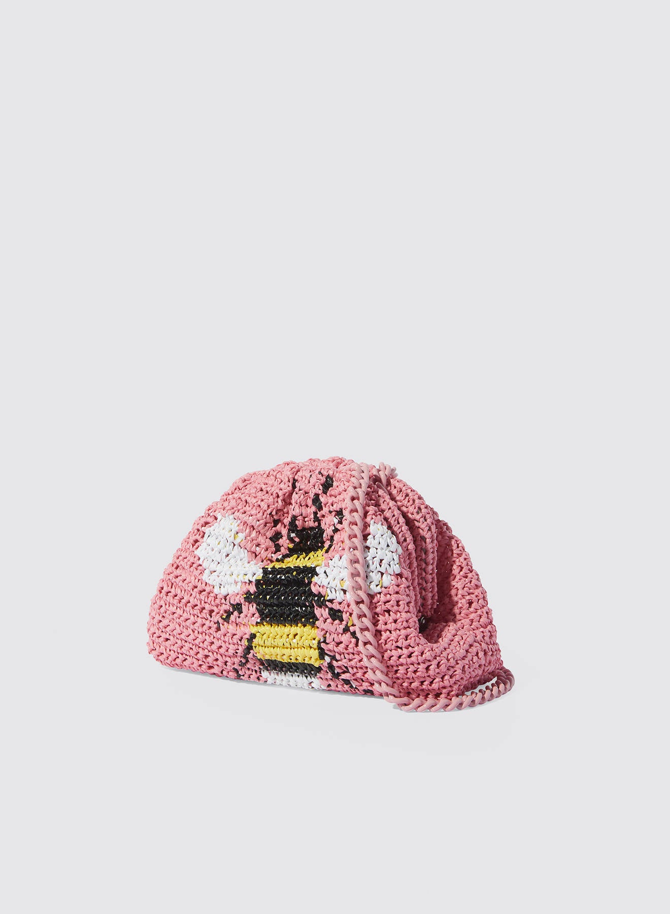 Maria la Rosa Bee Mini Crochet Clutch Pink 22cm