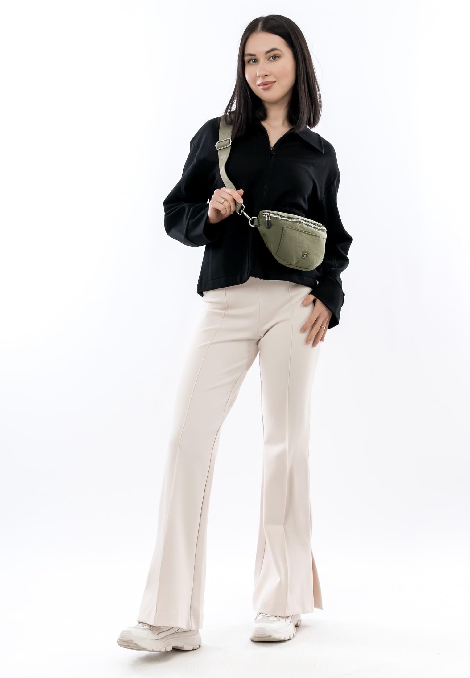 SURI FREY Abby Crossover Umhängetasche Khaki flach