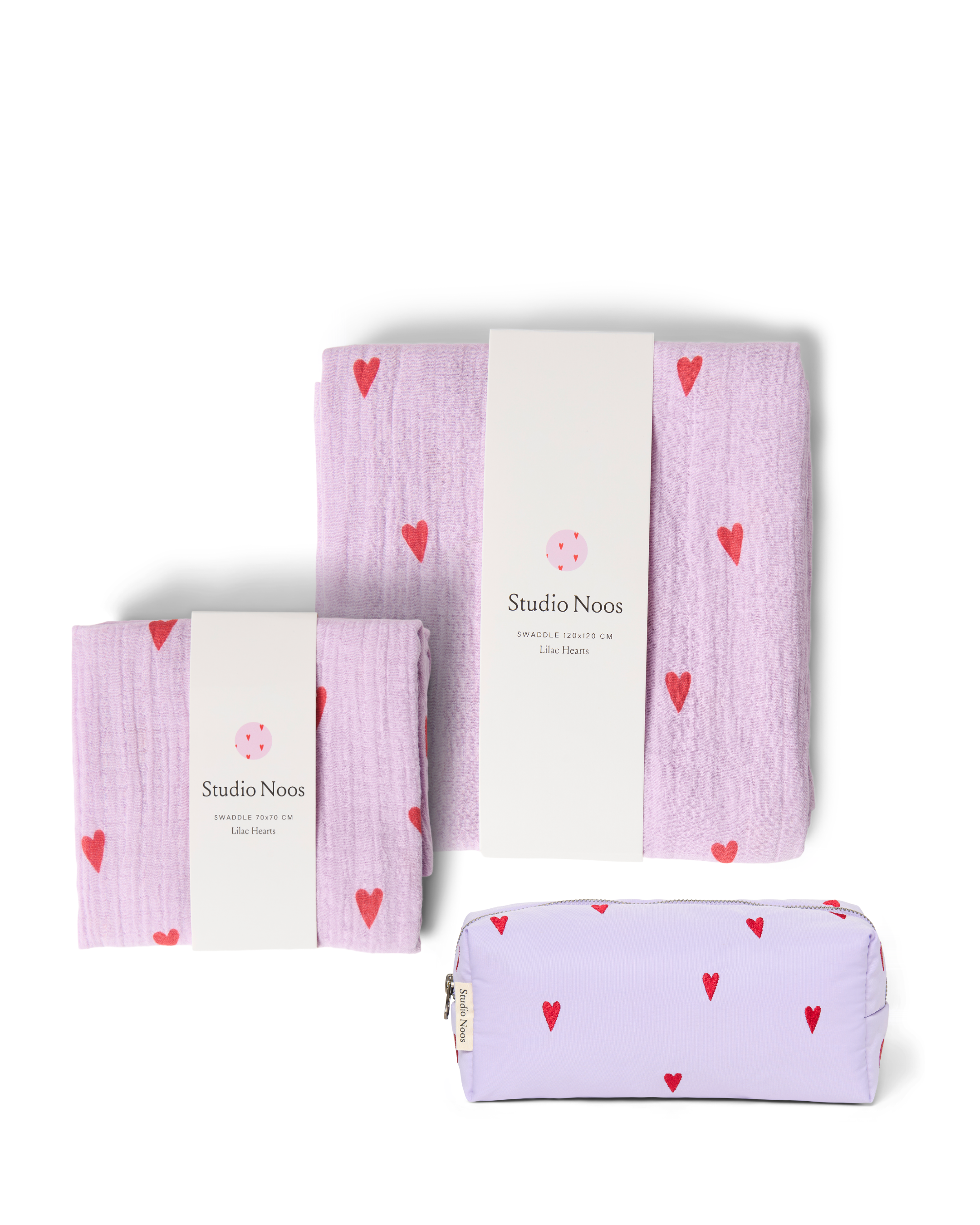 Studio Noos Puffy Baby Geschenkset Purple Hearts