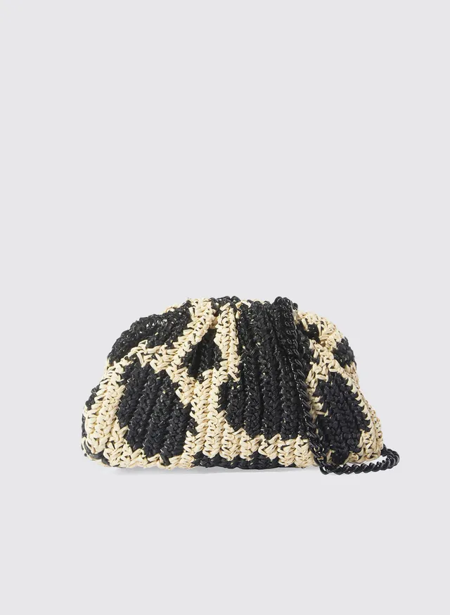 Maria la Rosa Americana Crochet Tasche Schwarz Ecru