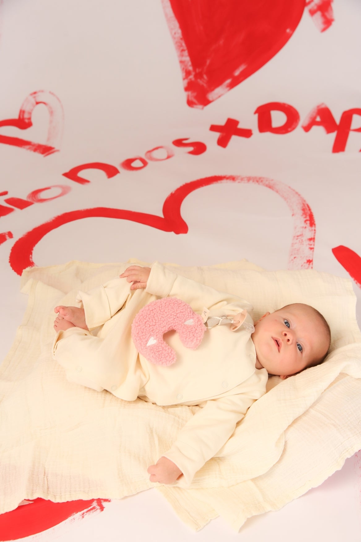 Studio Noos Schnuller Plüschtier Light Pink Hearts Plüsch