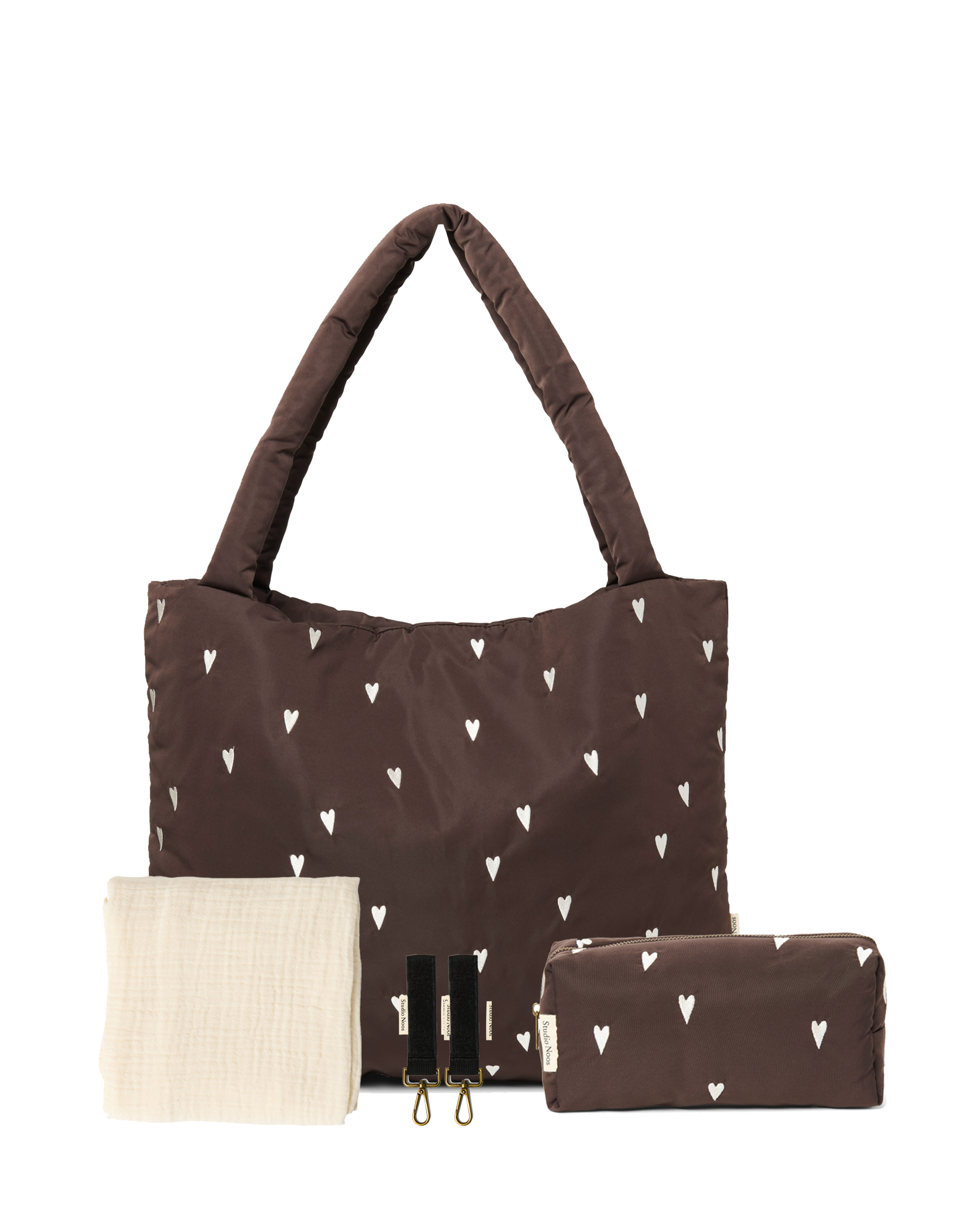 Studio Noos Mom To Be Geschenkset Brown Hearts Wickeltasche