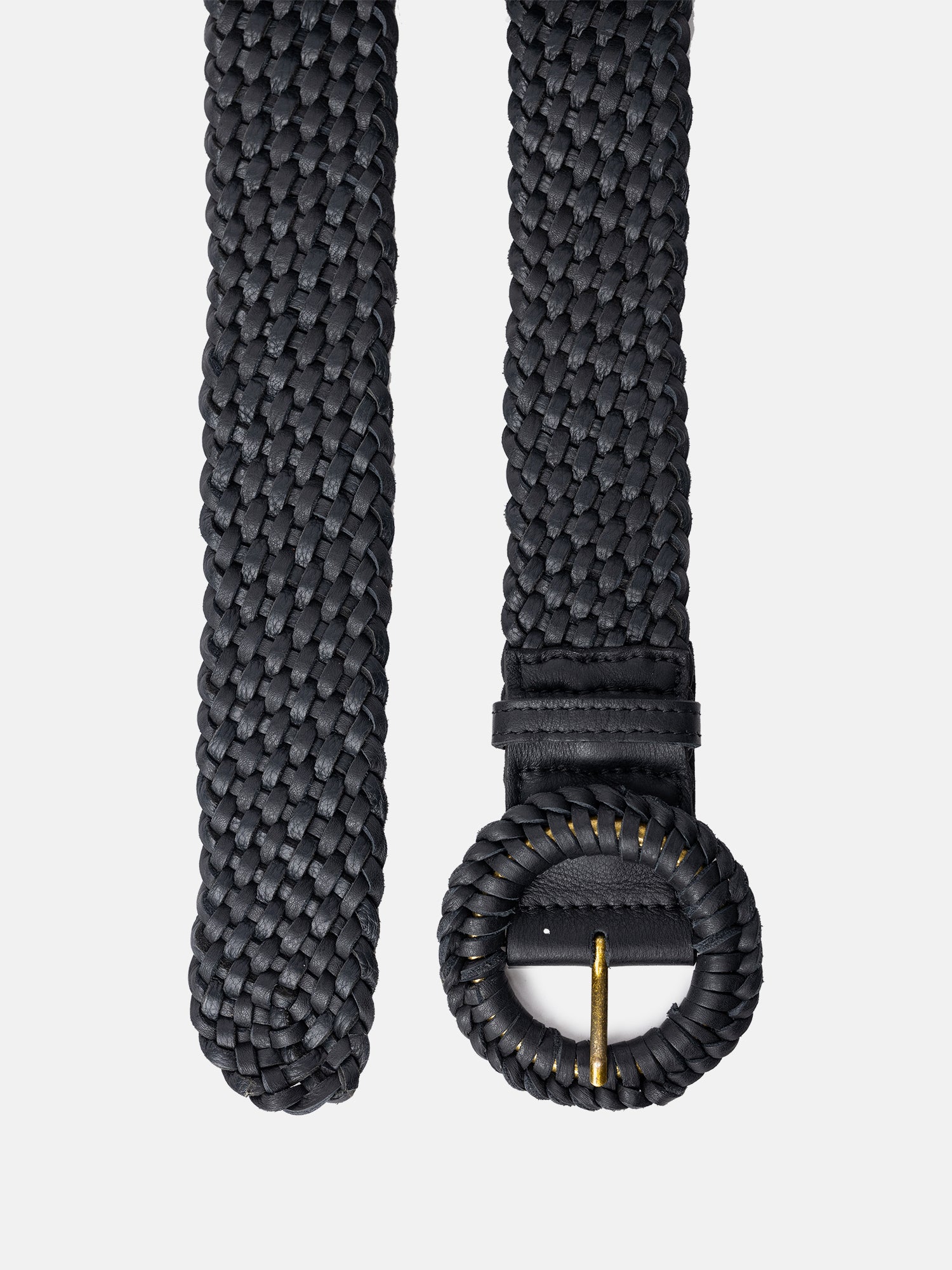 RE:DESIGNED Henley Flechtgürtel Schwarz Vollleder 5 cm
