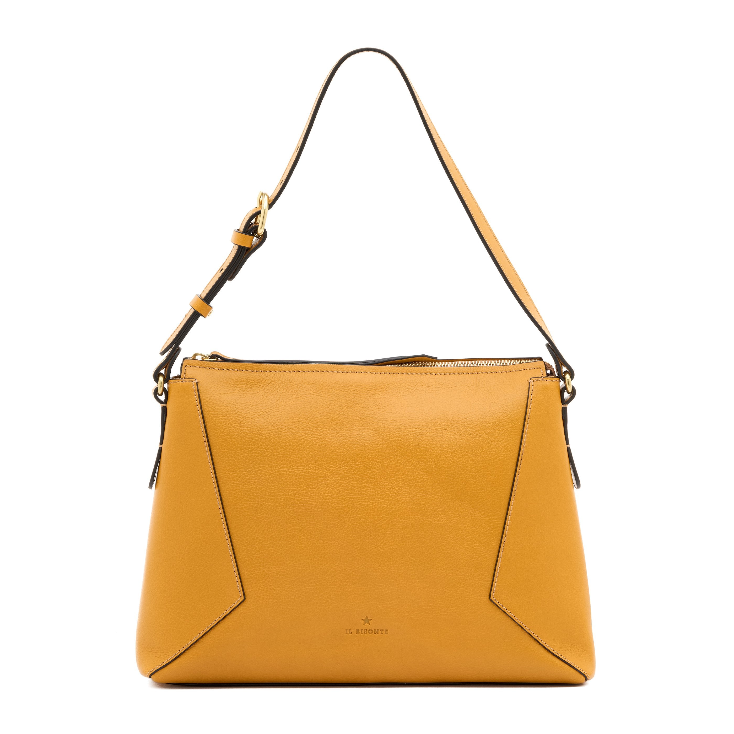 Il Bisonte Storia Schultertasche Vollleder Gelb