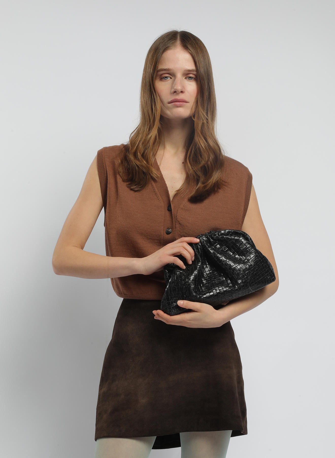 Maria la Rosa Game Bag Laminated Clutch Schwarz laminiert